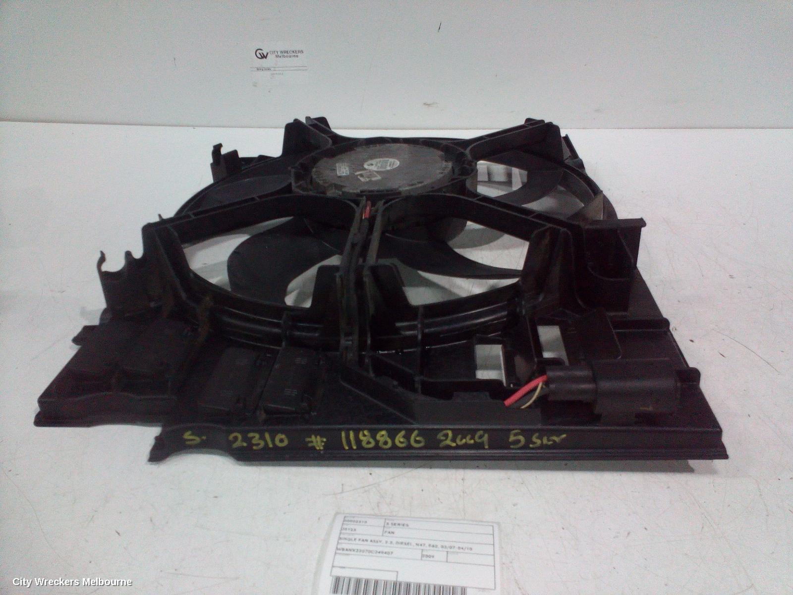 BMW 5 SERIES FAN, SINGLE FAN ASSY, 2.0, DIESEL, N47, E60, 03/2007 - 04/2010
