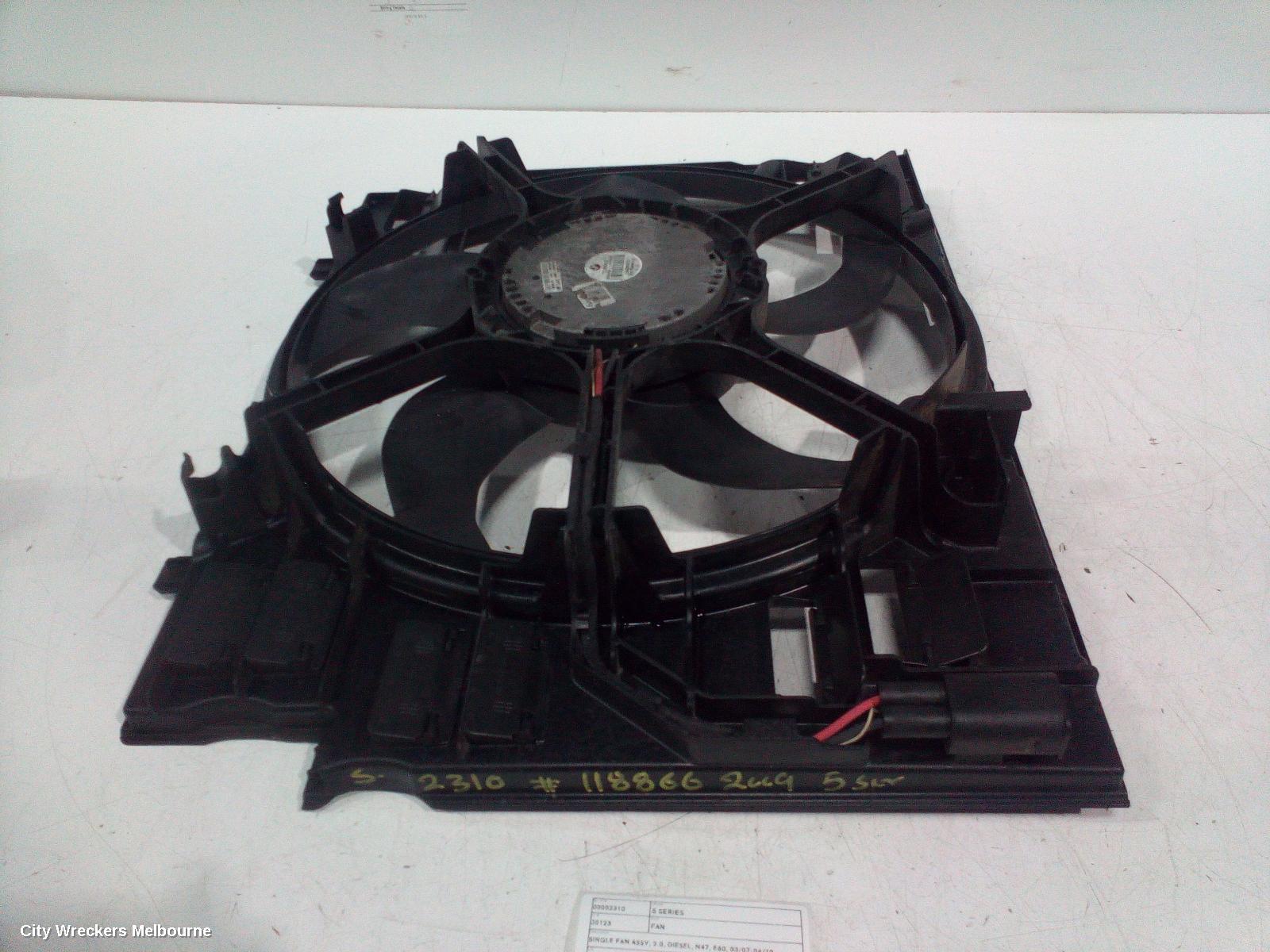 BMW 5 SERIES FAN, SINGLE FAN ASSY, 2.0, DIESEL, N47, E60, 03/2007 - 04/2010