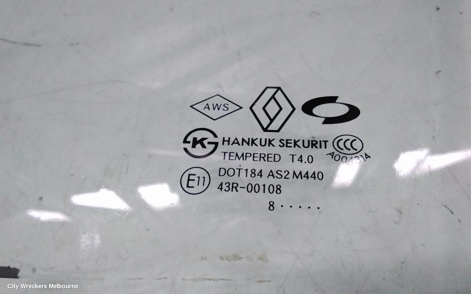 RENAULT KALEOS LEFT FRONT DOOR WINDOW, H45, WAGON, 09/2008 - 04/2016