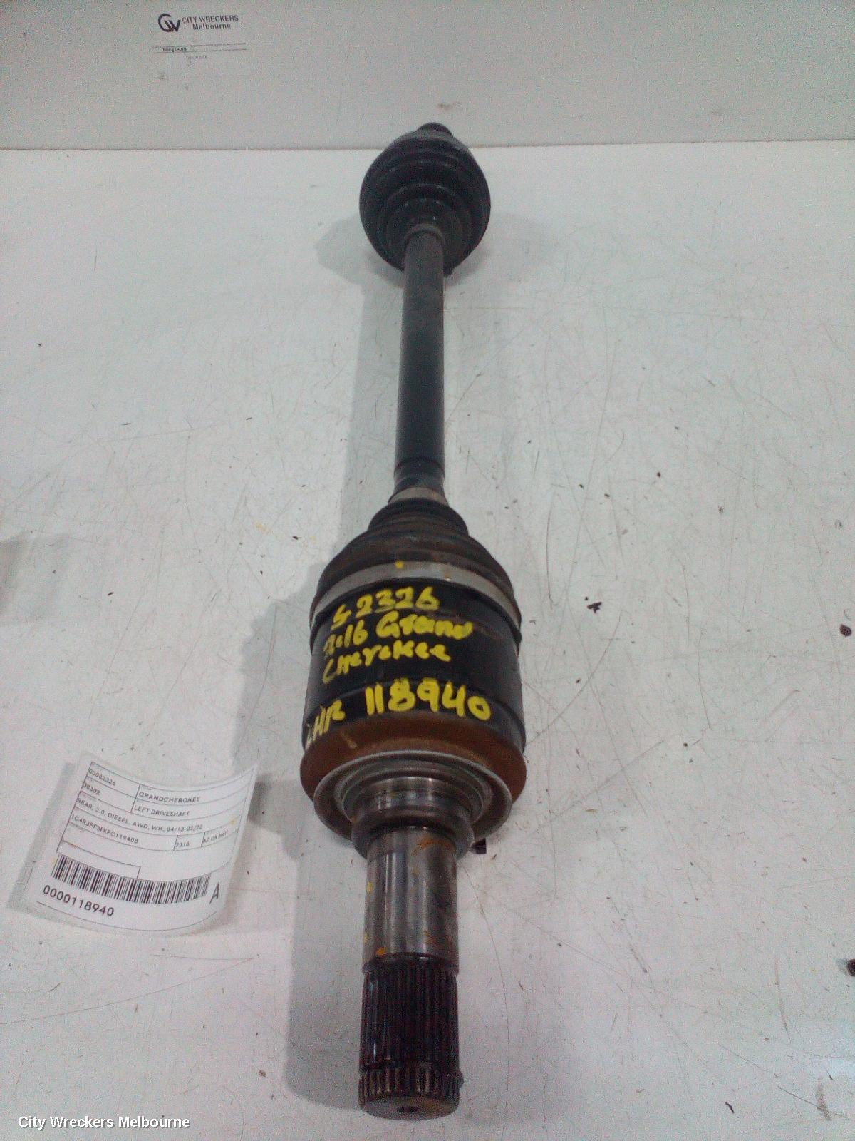 JEEP GRANDCHEROKEE LEFT DRIVESHAFT, REAR, 3.0, DIESEL, AWD, WK, 04/2013 - 02/2022