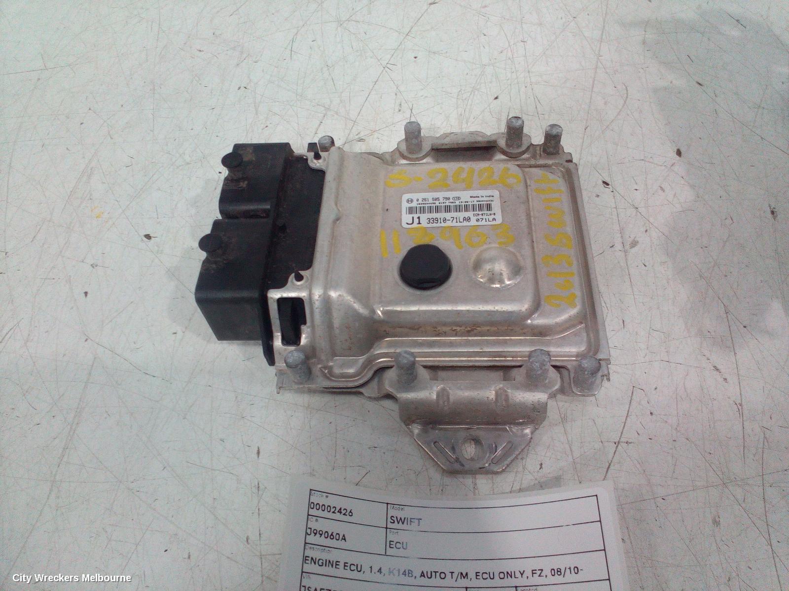 SUZUKI SWIFT ECU, ENGINE ECU, 1.4, K14B, AUTO T/M, ECU ONLY, FZ, 08/2010 - 03/2017