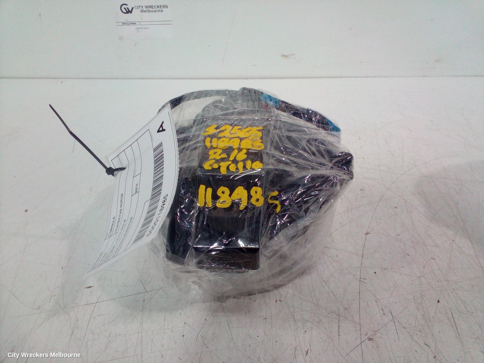 TOYOTA COROLLA HEATER FAN MOTOR, ZRE182R, 10/2012 - 06/2018