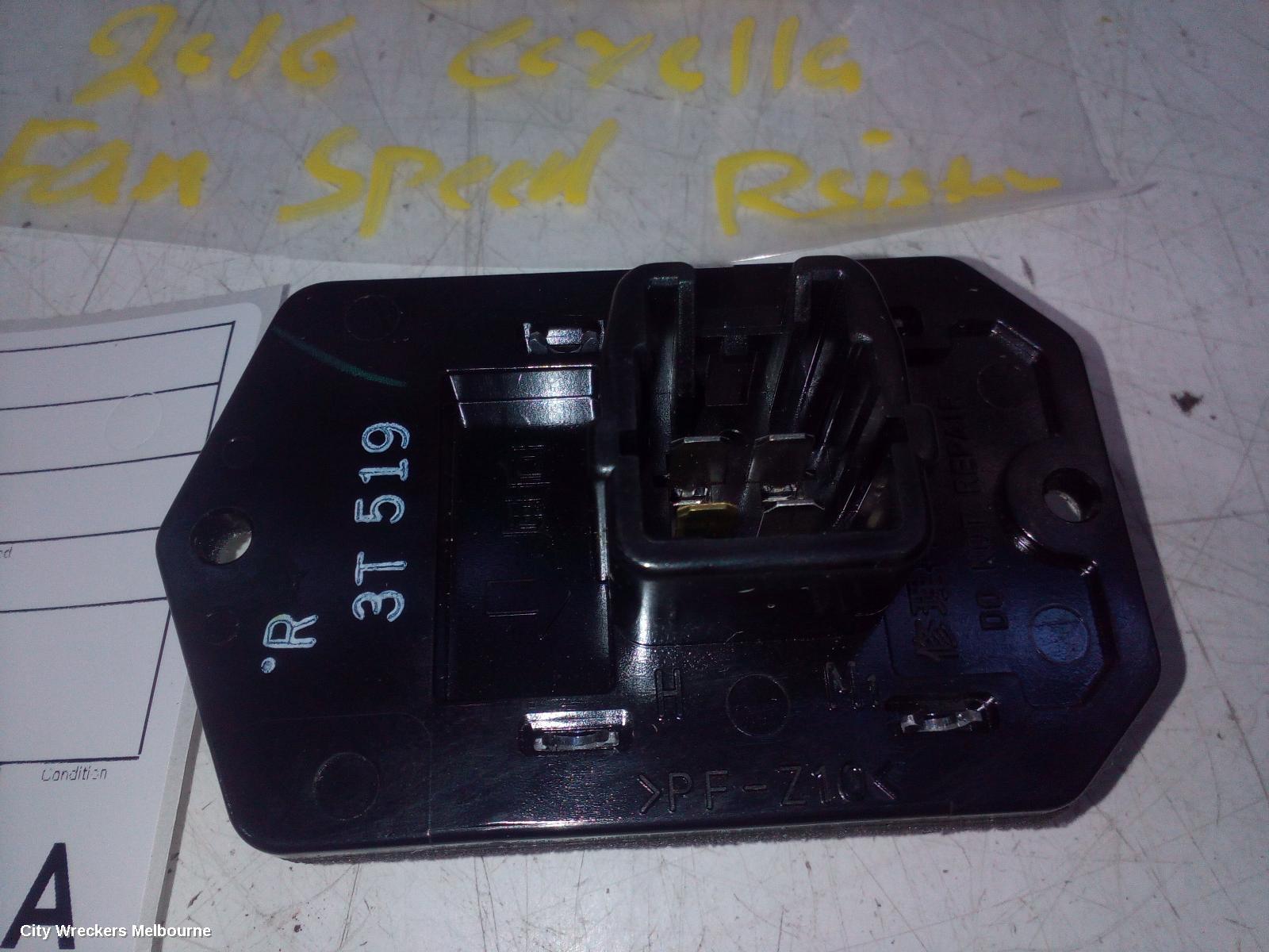 TOYOTA COROLLA FAN SPEED RESISTOR, ZRE182R, HATCH, 10/2012 - 06/2018