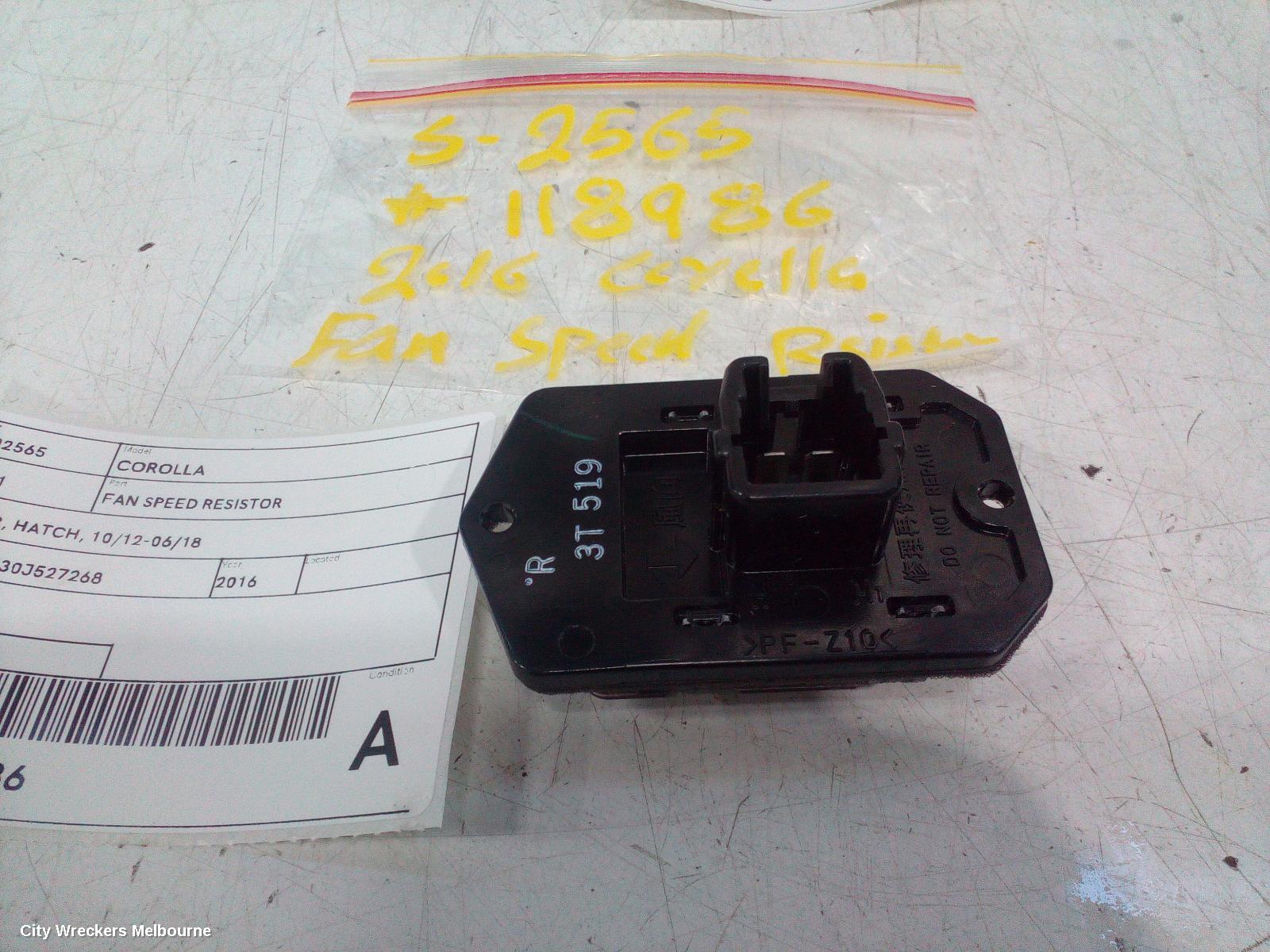 TOYOTA COROLLA FAN SPEED RESISTOR, ZRE182R, HATCH, 10/2012 - 06/2018