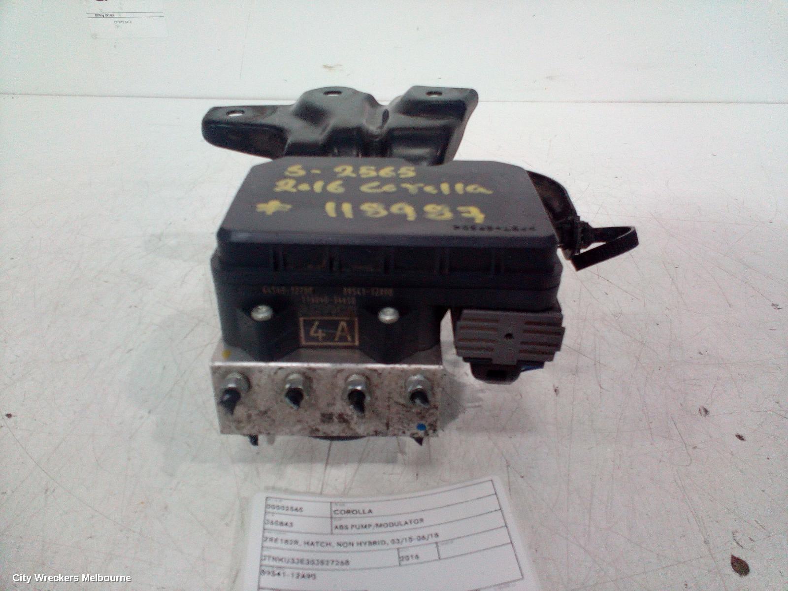 TOYOTA COROLLA ABS PUMP/MODULATOR, ZRE182R, HATCH, NON HYBRID, 03/2015 - 06/2018