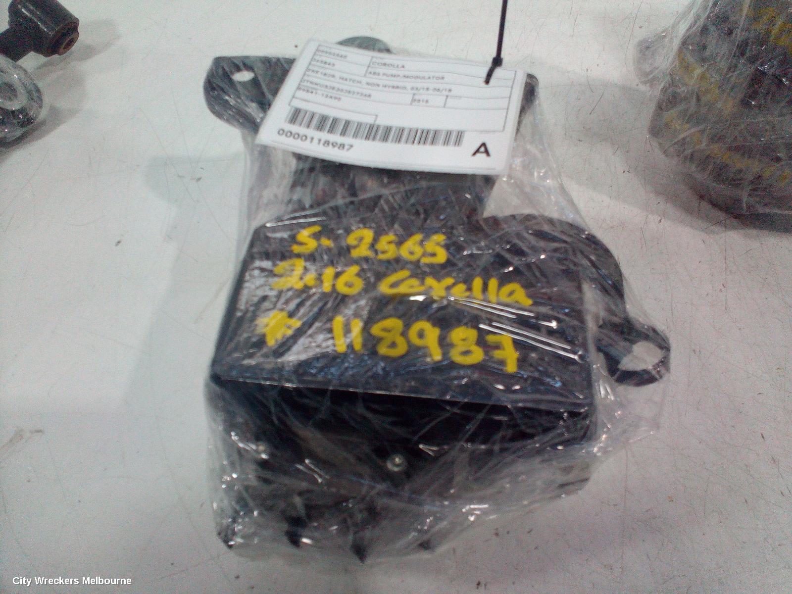 TOYOTA COROLLA ABS PUMP/MODULATOR, ZRE182R, HATCH, NON HYBRID, 03/2015 - 06/2018