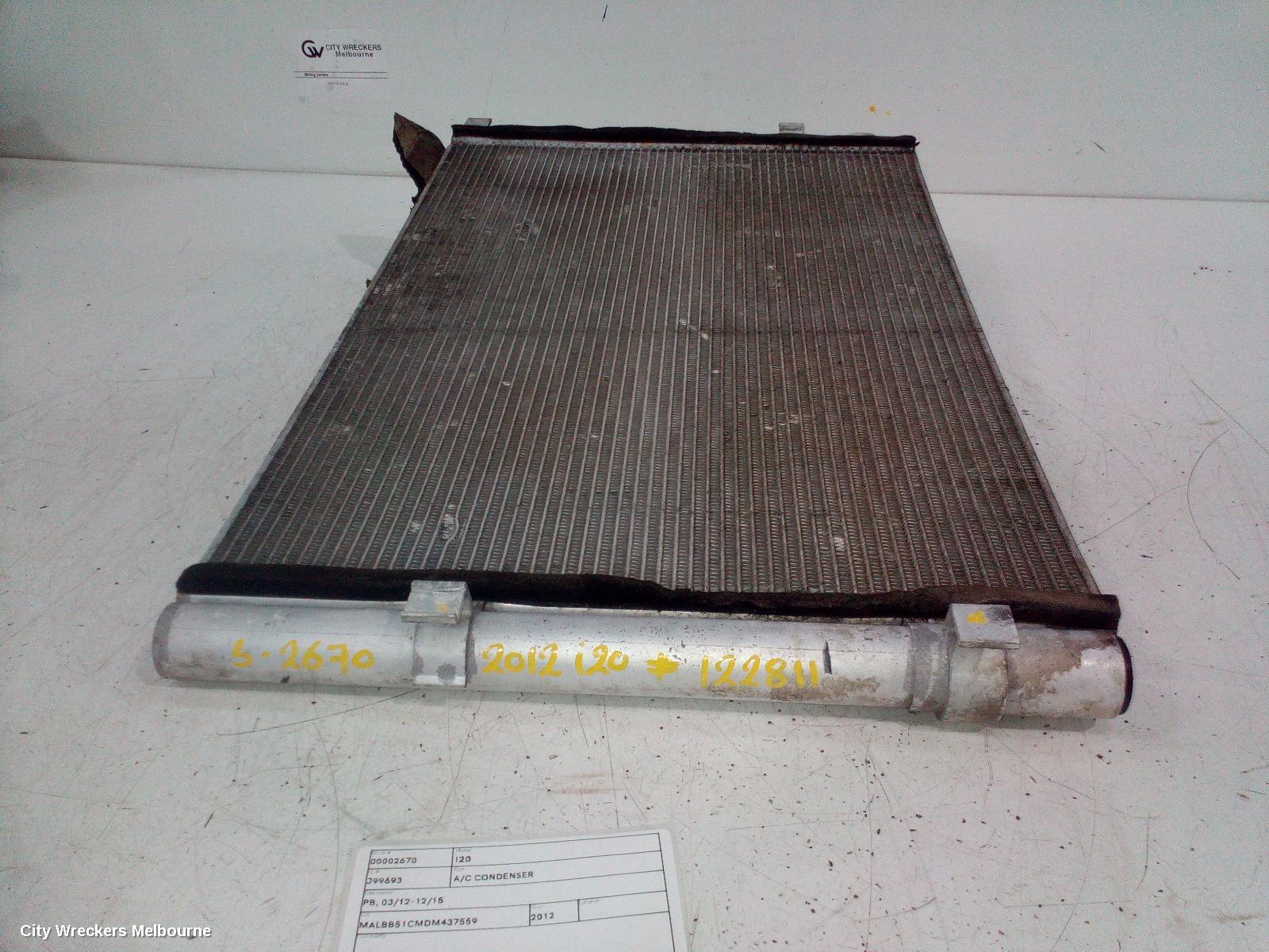 HYUNDAI I20 A/C CONDENSER, PB, 03/2012 - 12/2015