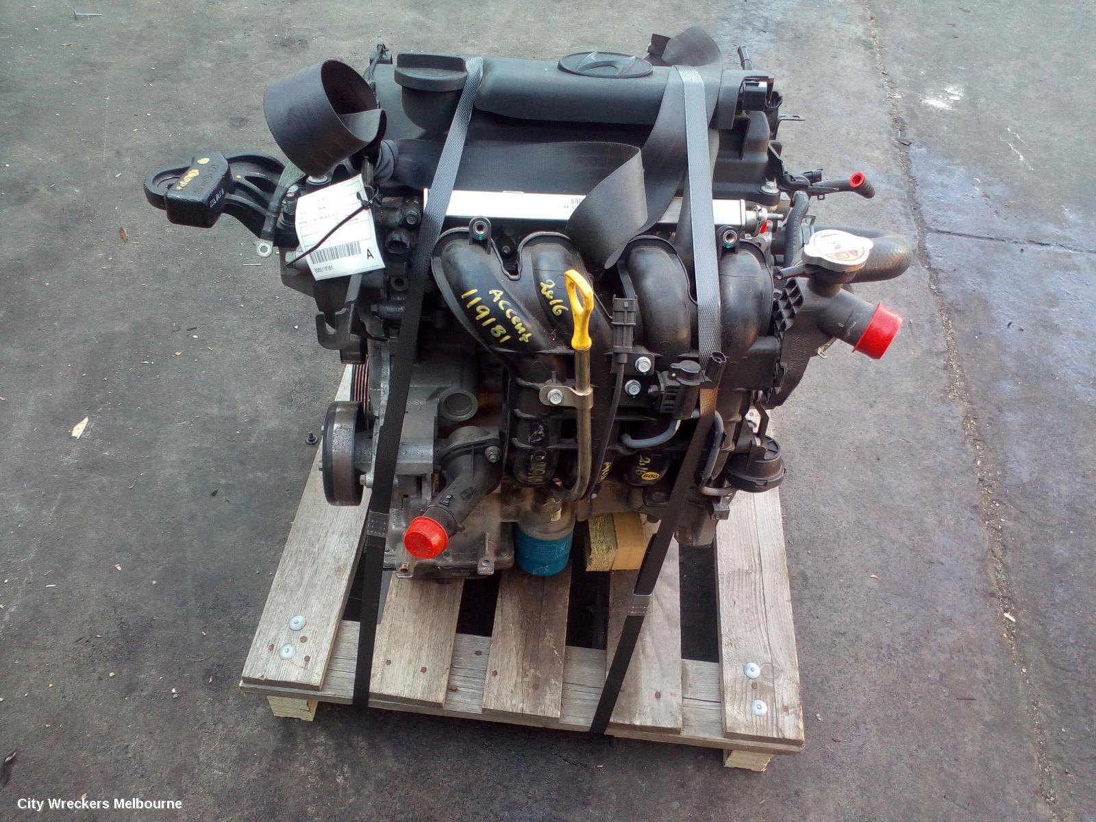 HYUNDAI ACCENT ENGINE, PETROL, 1.4, G4LC, RB, 06/2015 - 12/2019