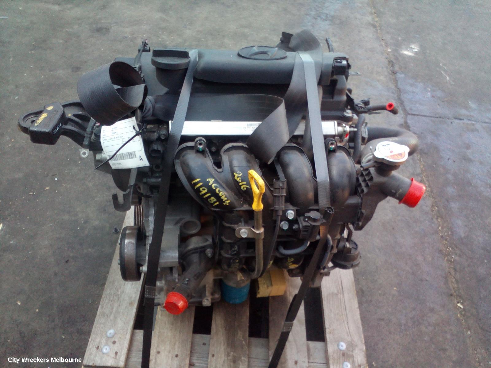 HYUNDAI ACCENT ENGINE, PETROL, 1.4, G4LC, RB, 06/2015 - 12/2019