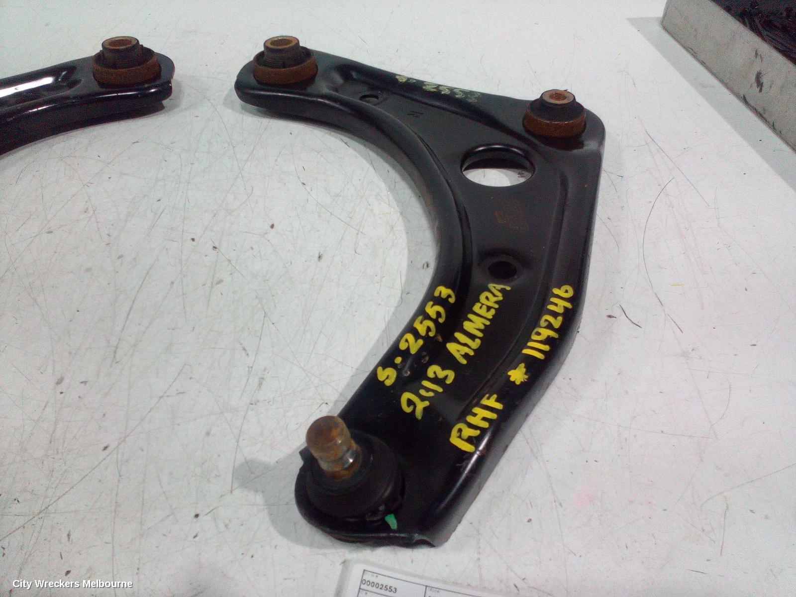 NISSAN ALMERA RIGHT FRONT LOWER CONTROL ARM, N17, 06/2012 - 07/2014