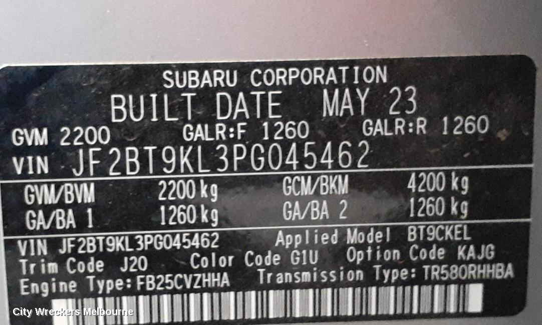 SUBARU OUTBACK FRONT BUMPER, 7TH GEN, BUMPER BAR, NON PARK SENSOR TYPE, 01/2021 ONWARDS