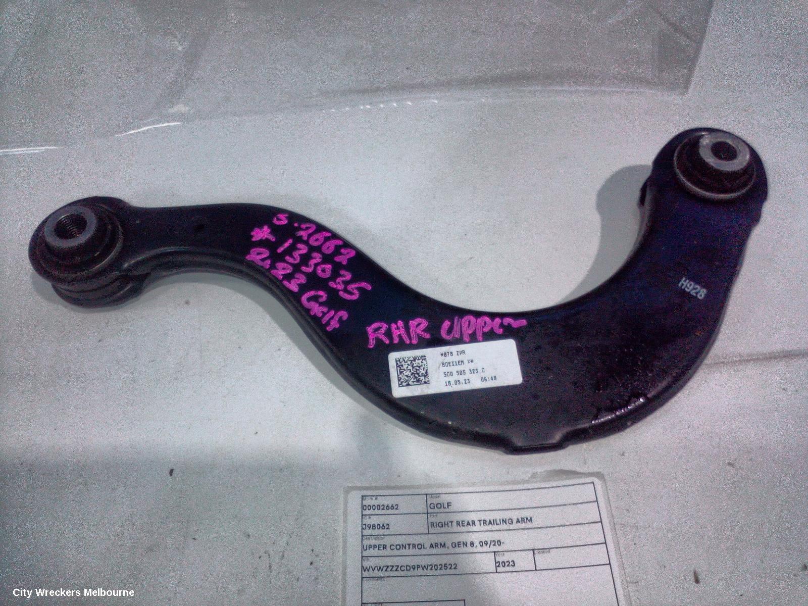 VOLKSWAGEN GOLF RIGHT REAR TRAILING ARM, UPPER CONTROL ARM, GEN 8, 09/2020 ONWARDS