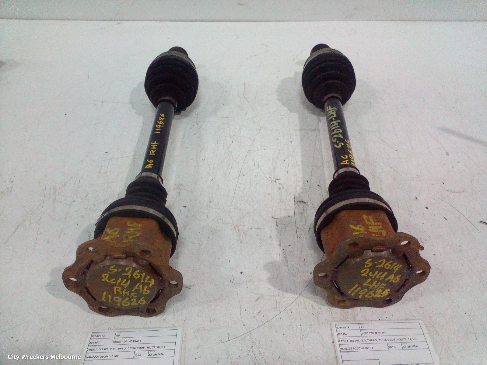 AUDI A6 LEFT DRIVESHAFT, FRONT, DIESEL, 2.0, TURBO, CNHA CODE, 4G/C7, 04/2011 - 06/2018