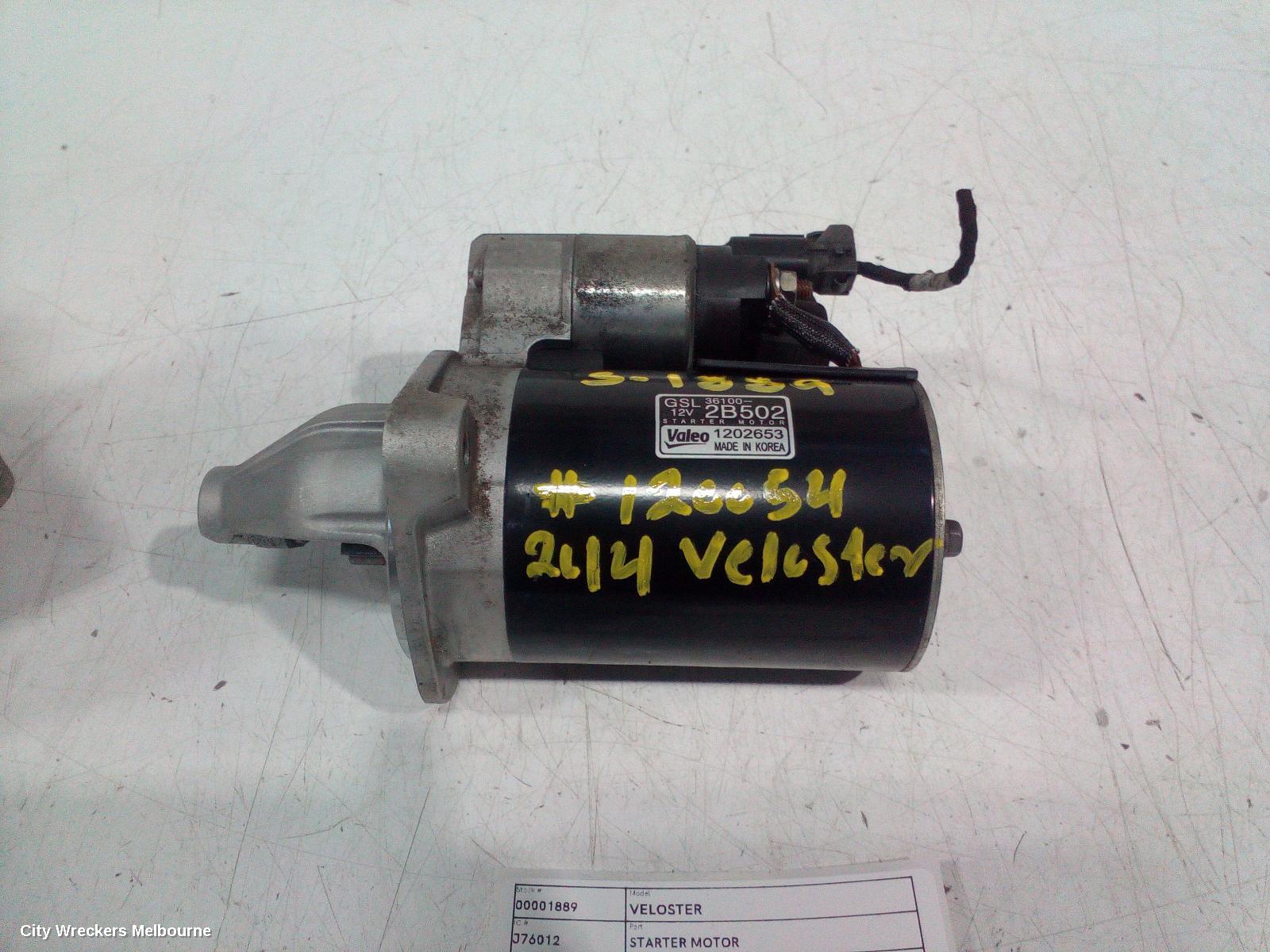 HYUNDAI VELOSTER STARTER, 1.6, G4FJ, TURBO, AUTO/MANUAL T/M, 07/2012 - 02/2018