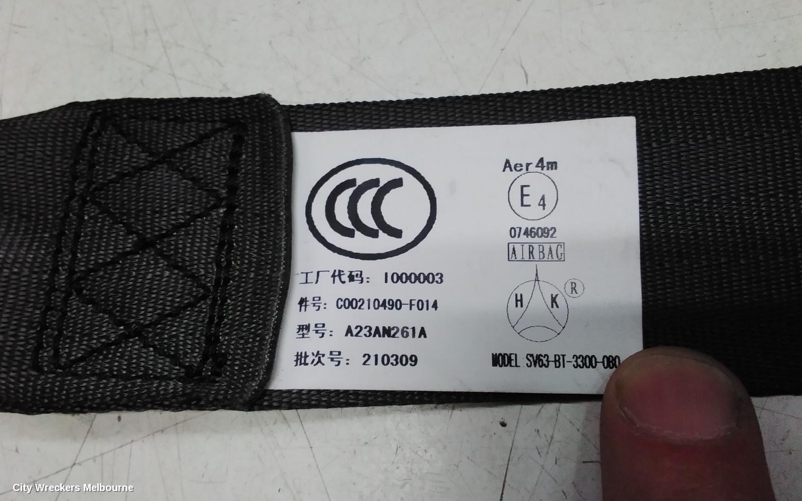 LDV DELIVER 9 SEATBELT/STALK, RH FRONT, SEAT BELT ONLY, 07/2020 ONWARDS