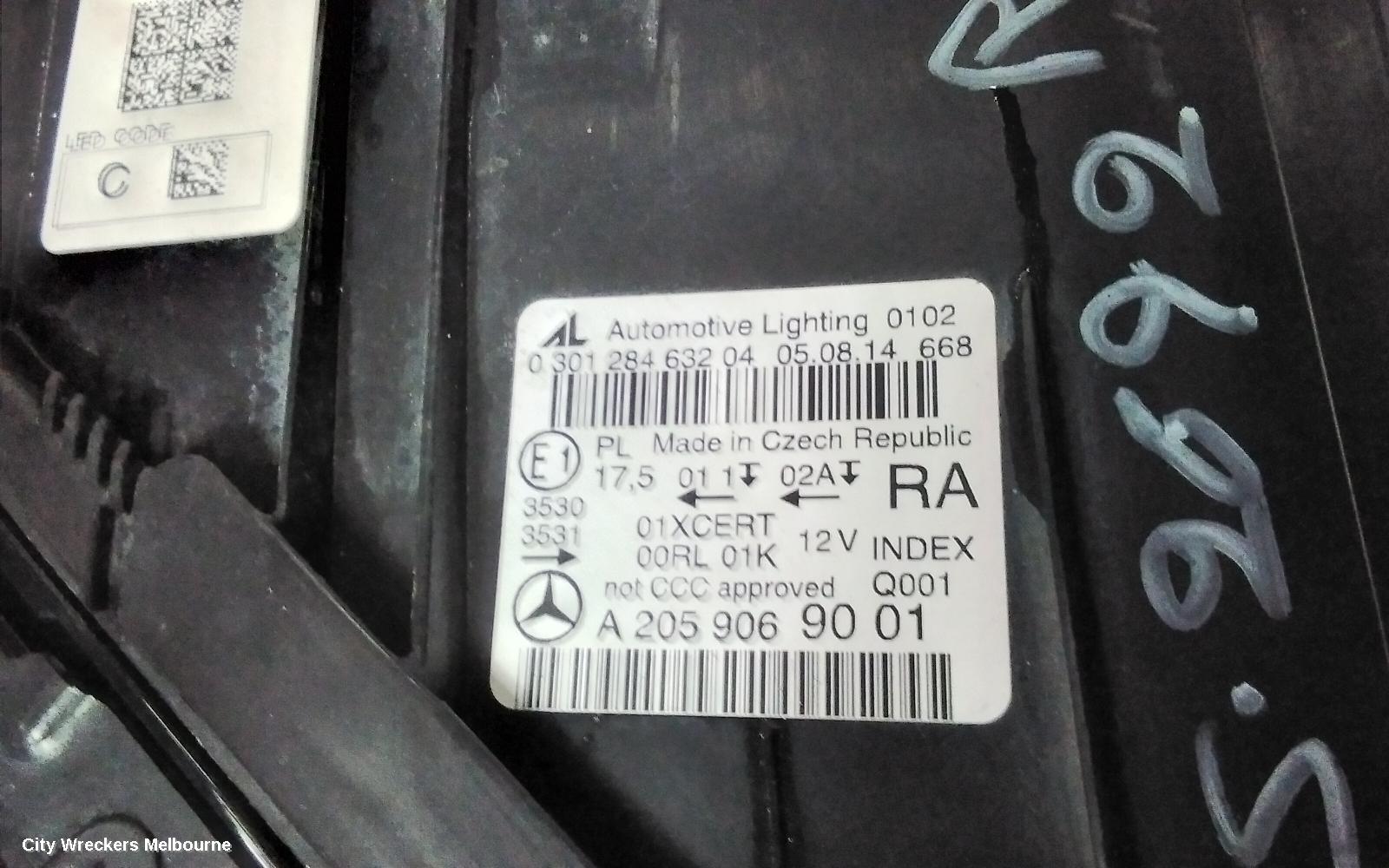 MERCEDES C CLASS RIGHT HEADLAMP, W205/S205, LED TYPE, ADAPTIVE, DUAL PROJECTOR, 08/2014 - 07/2018