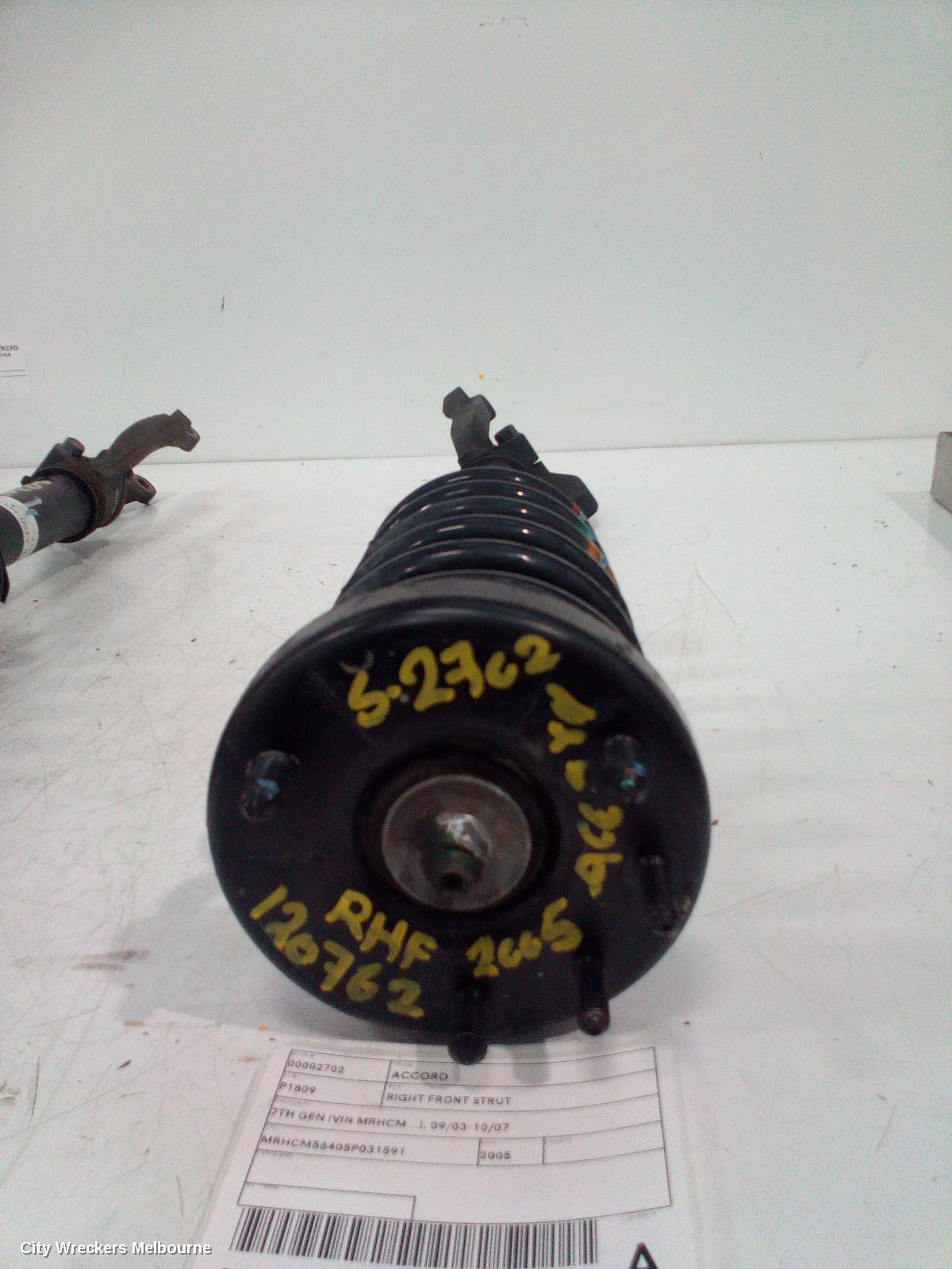 HONDA ACCORD RIGHT FRONT STRUT, 7TH GEN (VIN MRHCM...), 09/2003 - 10/2007