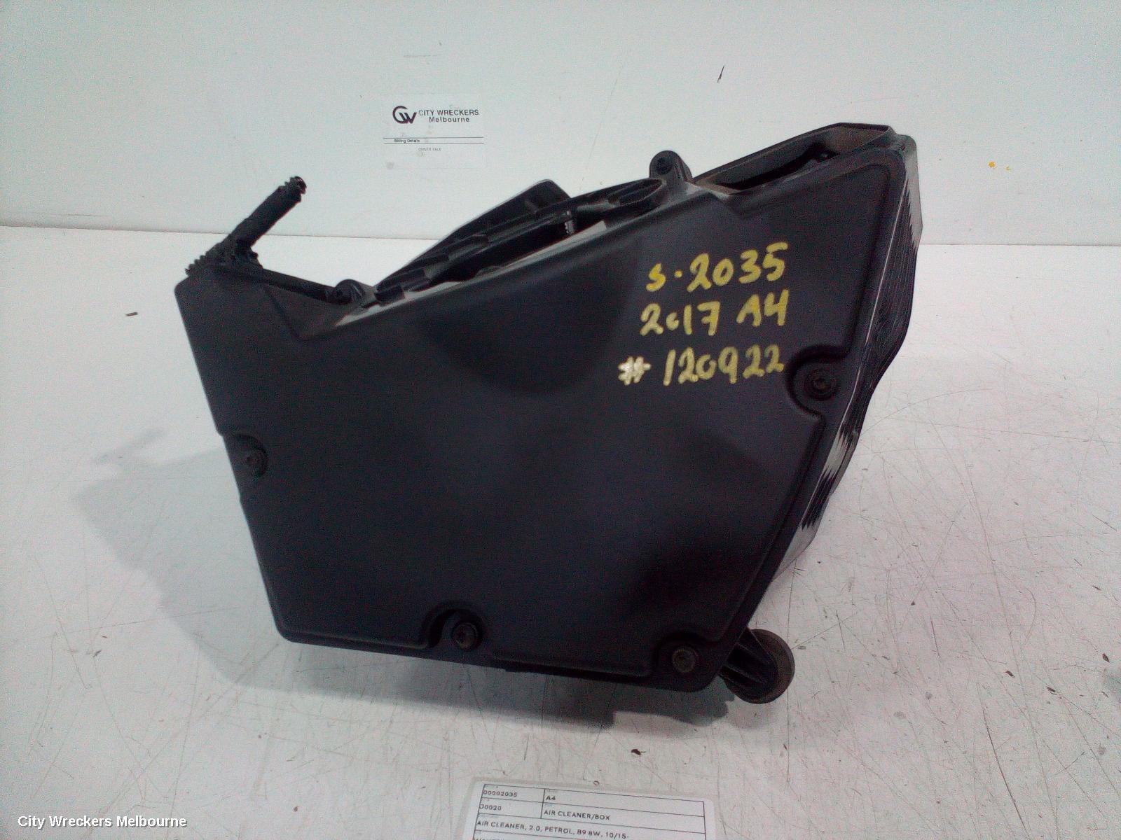 AUDI A4 AIR CLEANER/BOX, AIR CLEANER, 2.0, PETROL, B9 8W, 10/2015 ONWARDS