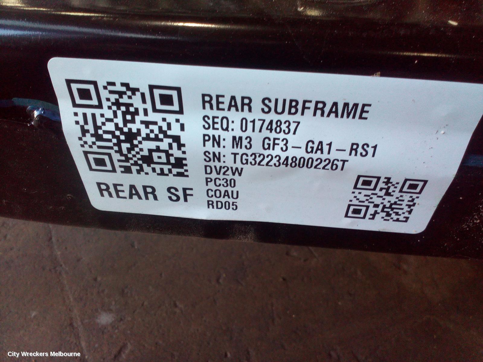 TESLA MODEL 3 R BEAM/CRADLE/XMEMBR, 1ST GEN, 06/2019 ONWARDS