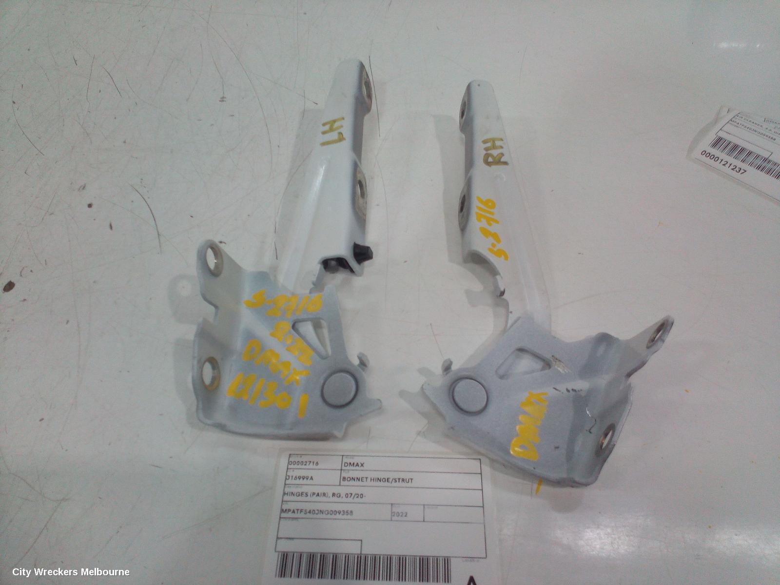 ISUZU DMAX BONNET HINGE/STRUT, HINGES (PAIR), RG, 07/2020 ONWARDS