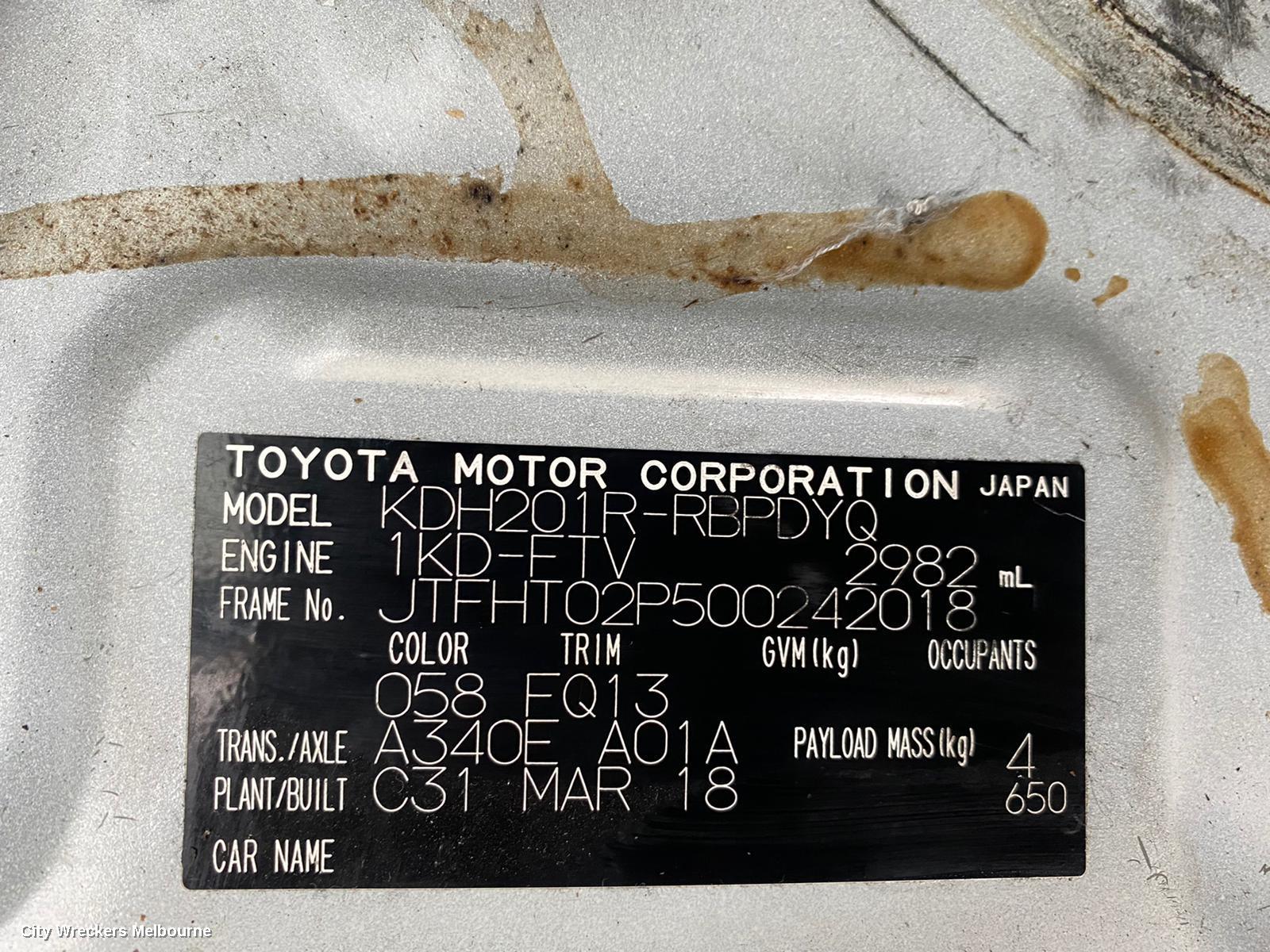 TOYOTA HIACE, TRH/KDH 03/2005 - 04/2019, RHR FILLAR PANEL UNDER TAIL LIGHT: 89736