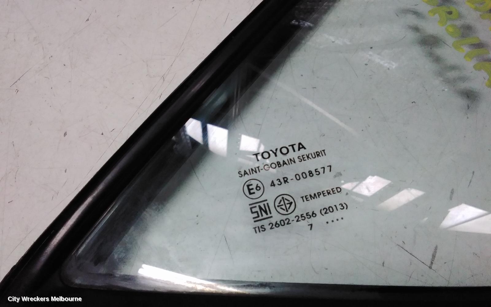 TOYOTA COROLLA RIGHT REAR 1/4 DOOR GLASS, ZRE172/20182R, 12/2013 - 06/2019