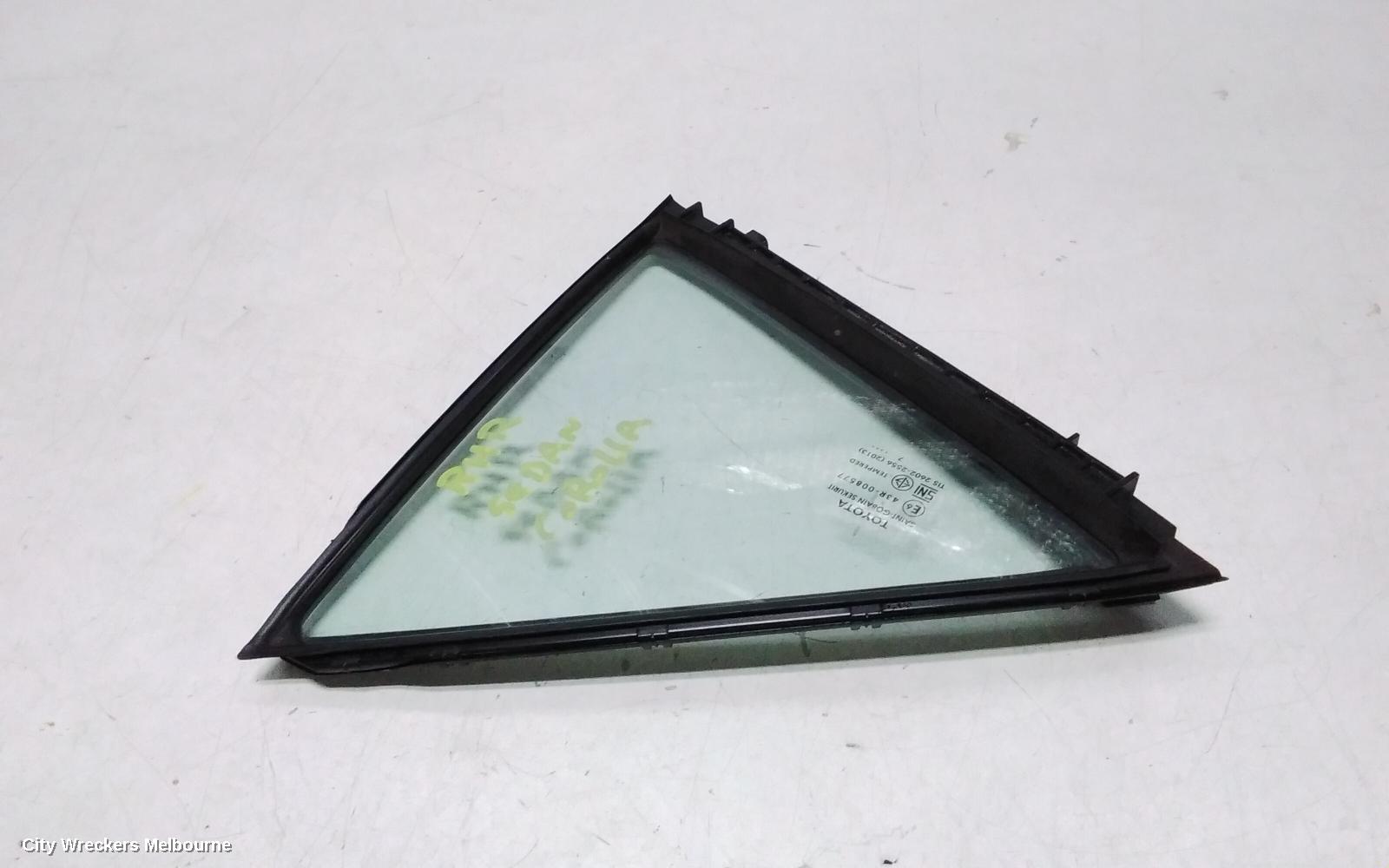 TOYOTA COROLLA RIGHT REAR 1/4 DOOR GLASS, ZRE172/20182R, 12/2013 - 06/2019
