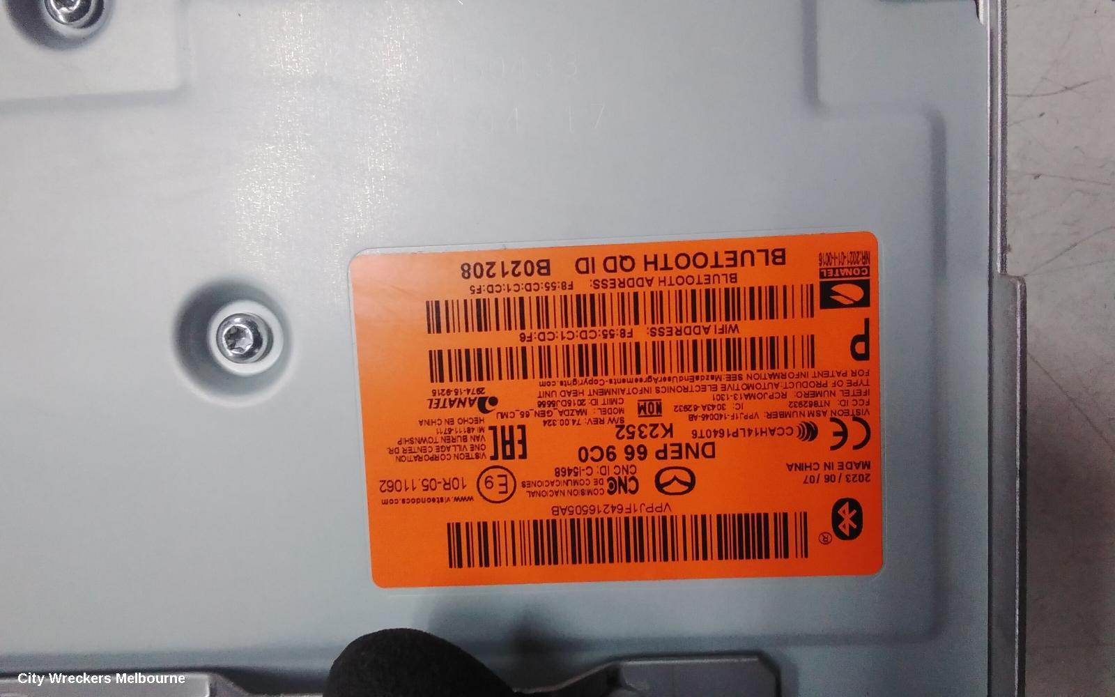 MAZDA 2 RADIO/CD/DVD/SAT/TV, DISPLAY UNIT, 7IN, W/ SAT NAV TYPE, DJ/DL, 09/2014 ONWARDS