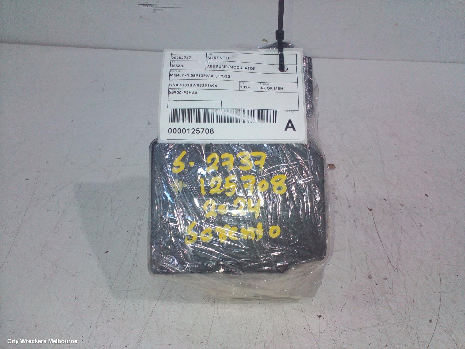 KIA SORENTO ABS PUMP/MODULATOR, MQ4, P/N 58910P2300, 02/2020 ONWARDS
