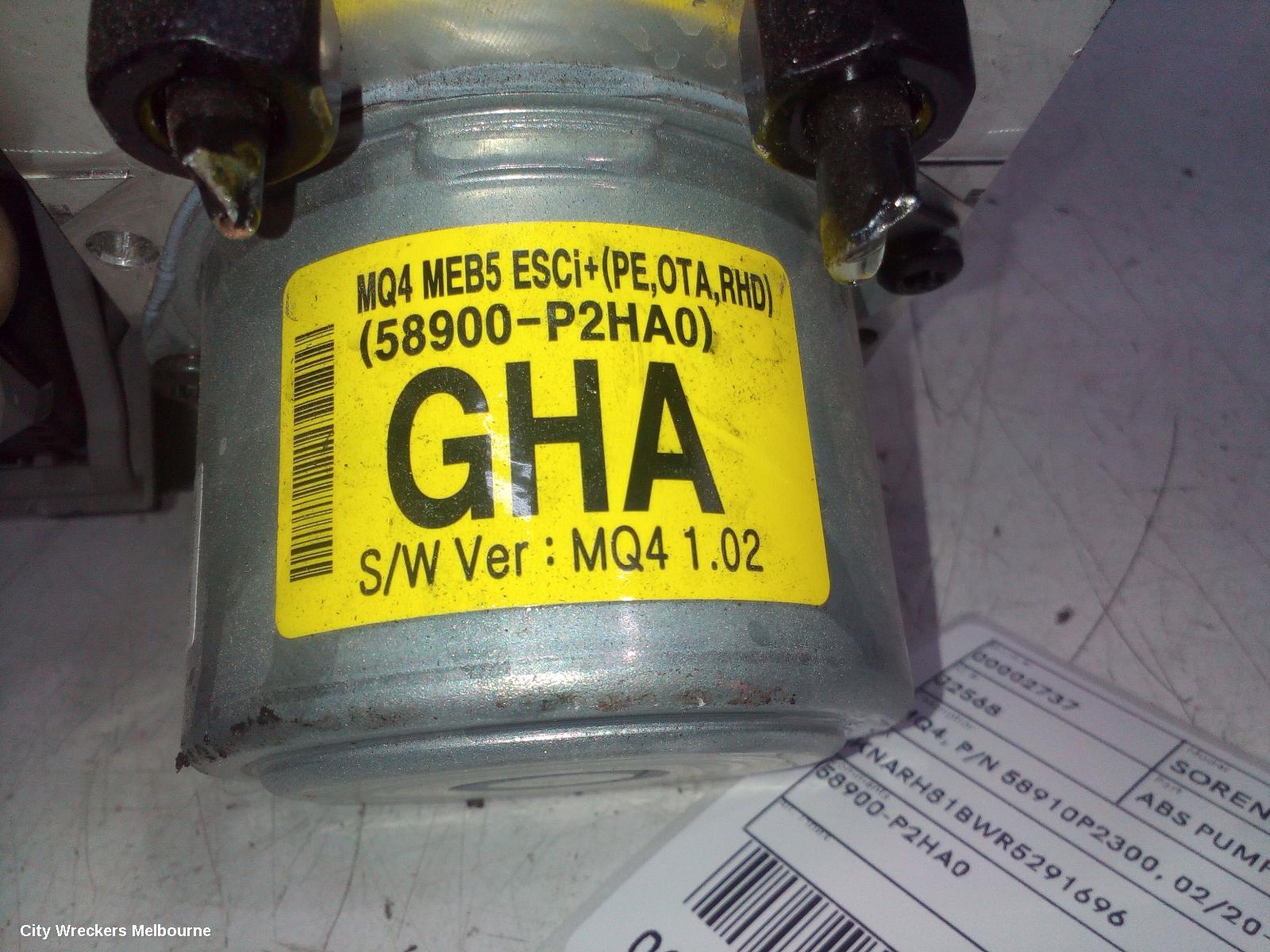 KIA SORENTO ABS PUMP/MODULATOR, MQ4, P/N 58910P2300, 02/2020 ONWARDS