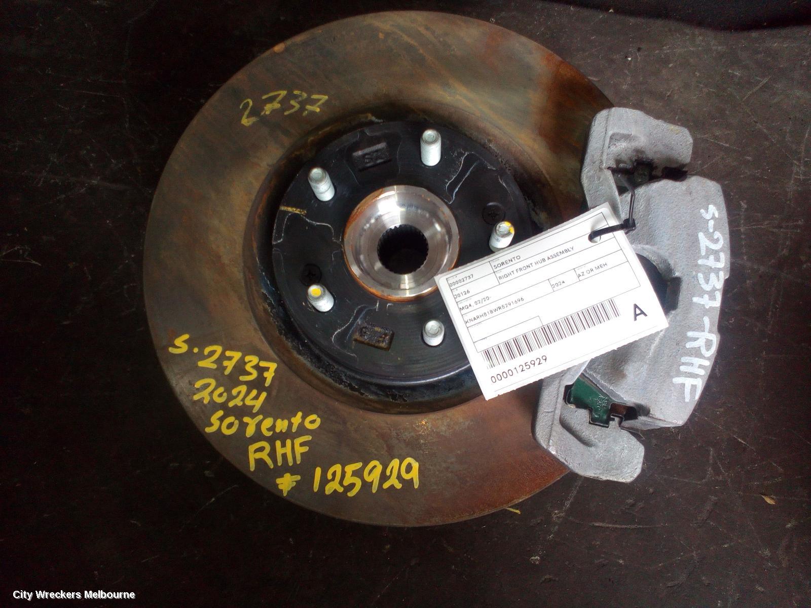 KIA SORENTO RIGHT FRONT HUB ASSEMBLY, MQ4, 02/2020 ONWARDS