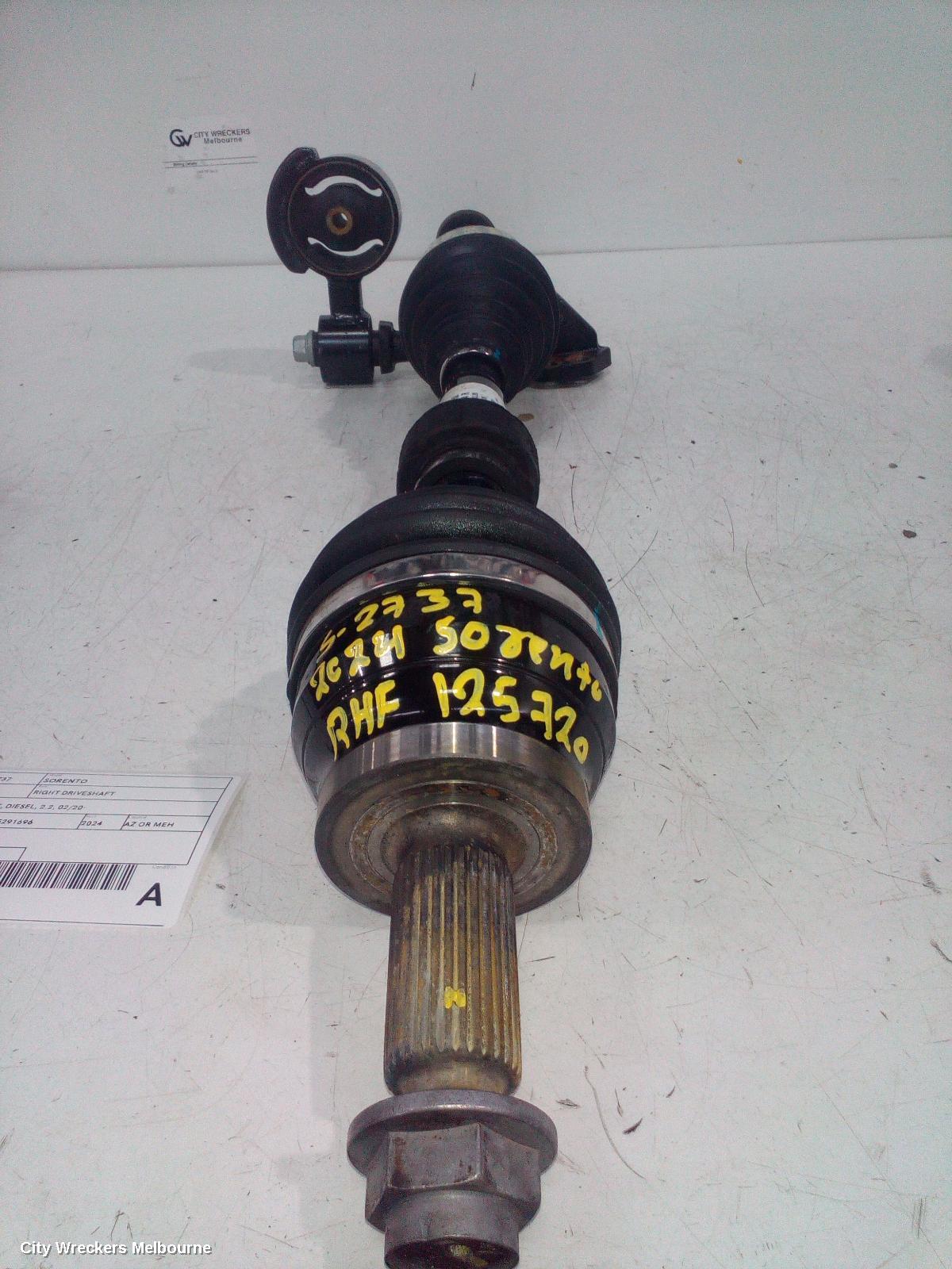 KIA SORENTO RIGHT DRIVESHAFT, MQ4, FRONT, DIESEL, 2.2, 02/2020 ONWARDS