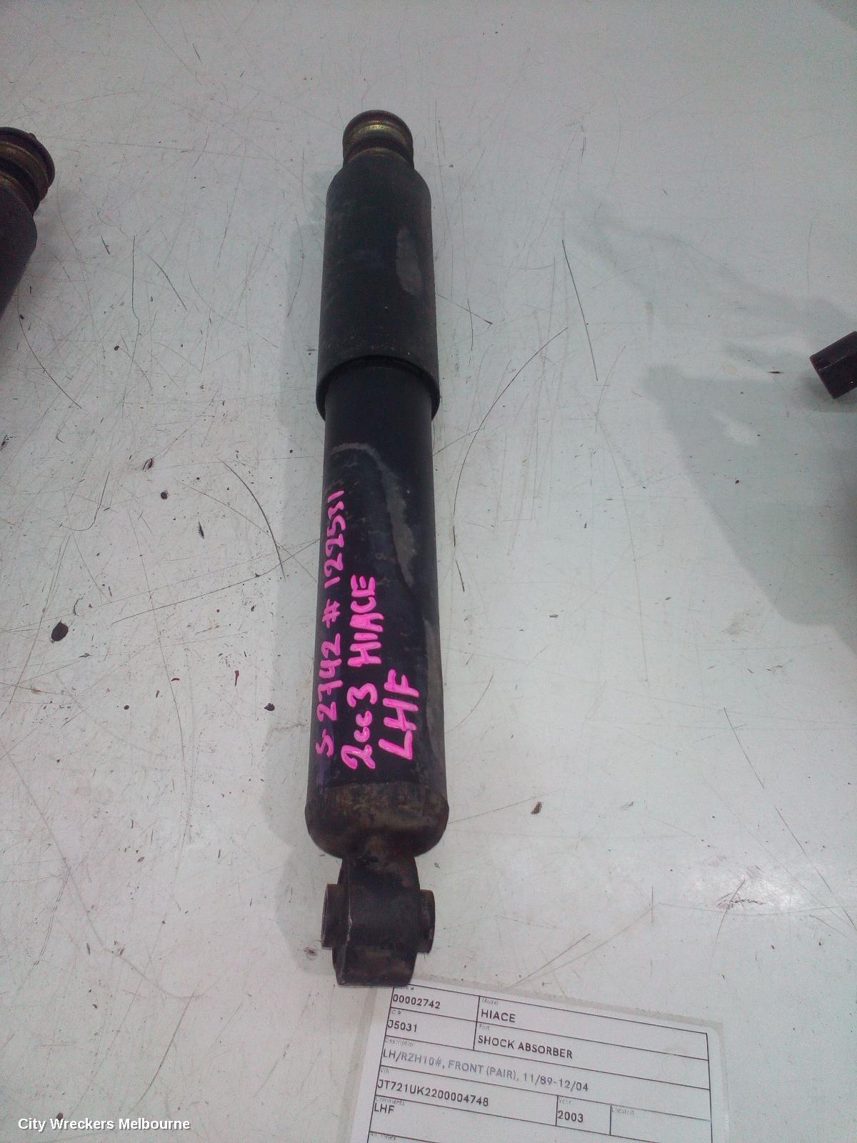 TOYOTA HIACE SHOCK ABSORBER, LH/RZH10#, FRONT (PAIR), 11/1989 - 12/2004