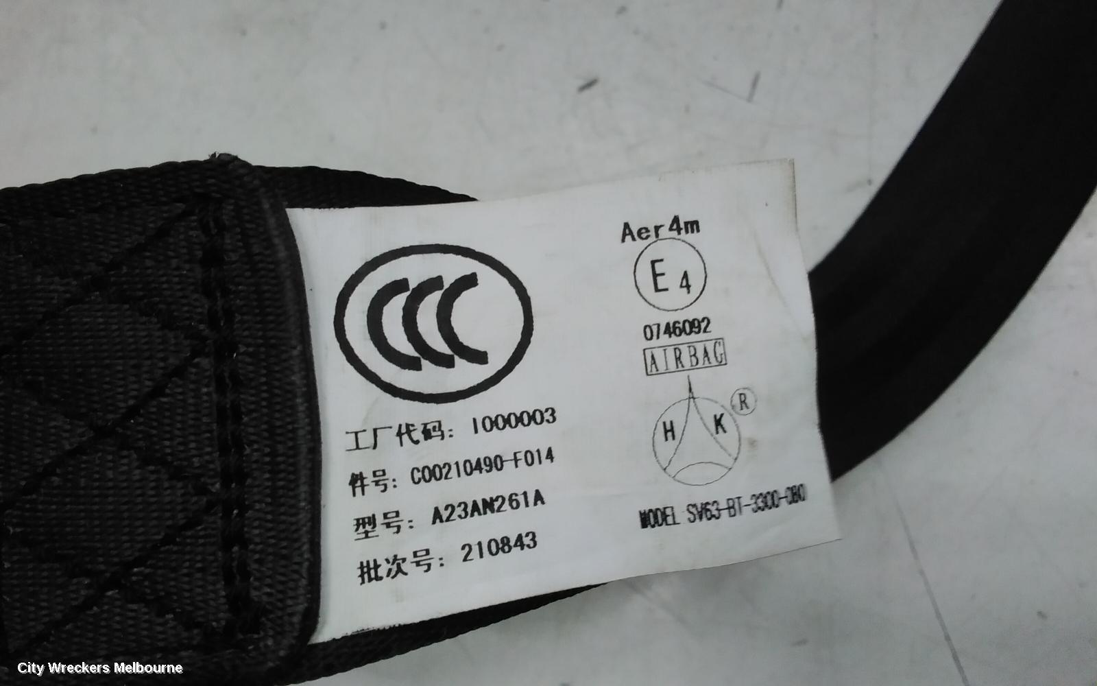 LDV DELIVER 9 SEATBELT/STALK, RH FRONT, SEAT BELT ONLY, 07/2020 ONWARDS