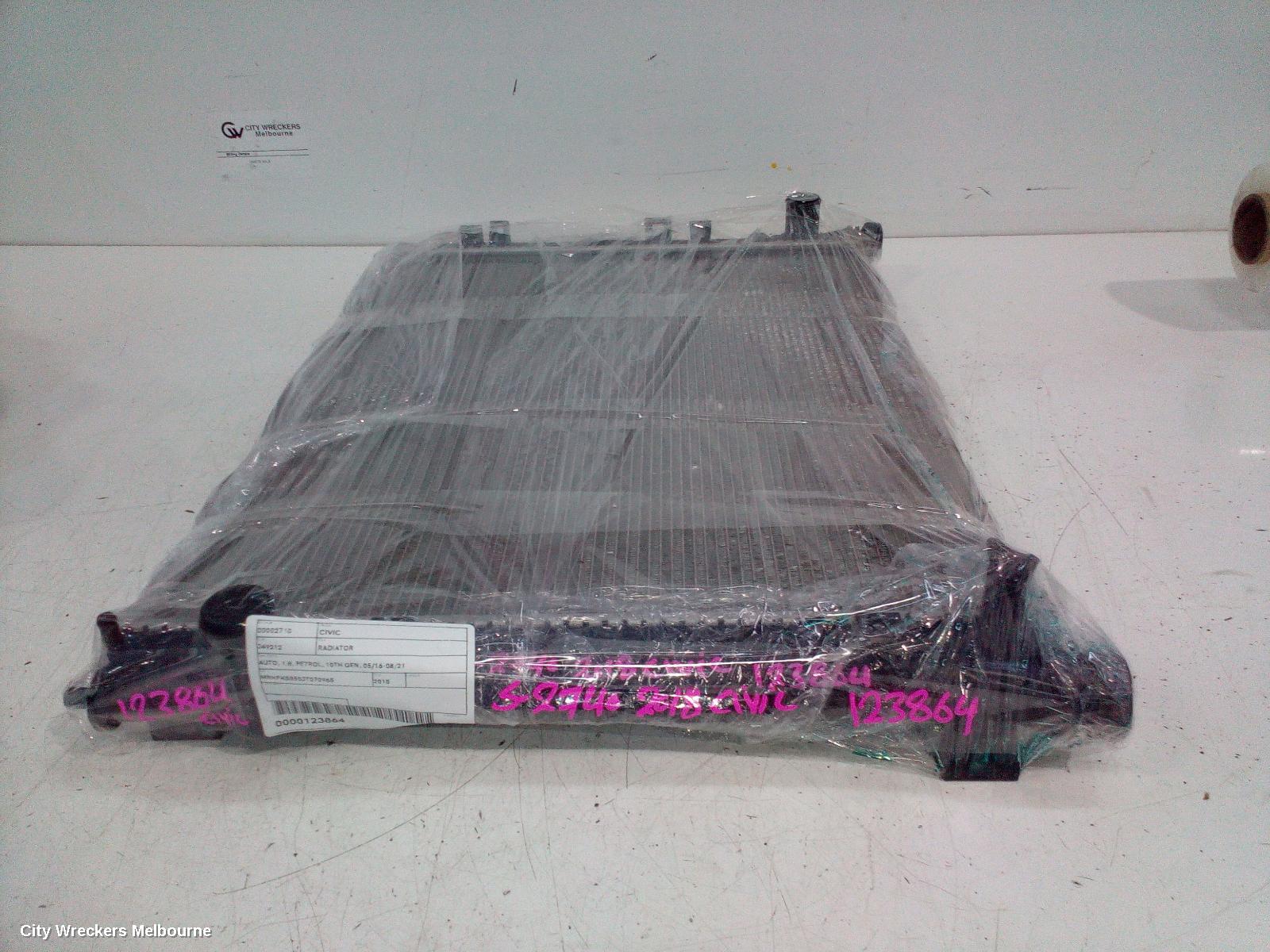 HONDA CIVIC RADIATOR, AUTO, 1.8, PETROL, 10TH GEN, 05/2016 - 08/2021