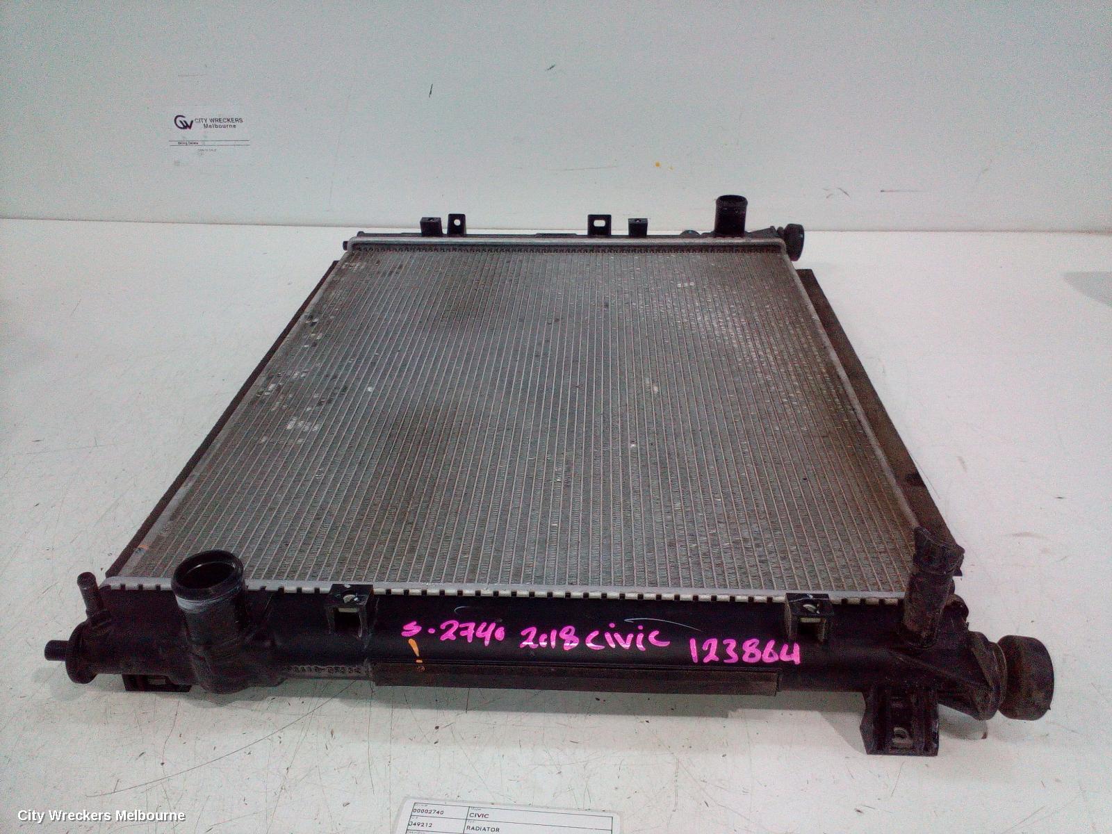 HONDA CIVIC RADIATOR, AUTO, 1.8, PETROL, 10TH GEN, 05/2016 - 08/2021