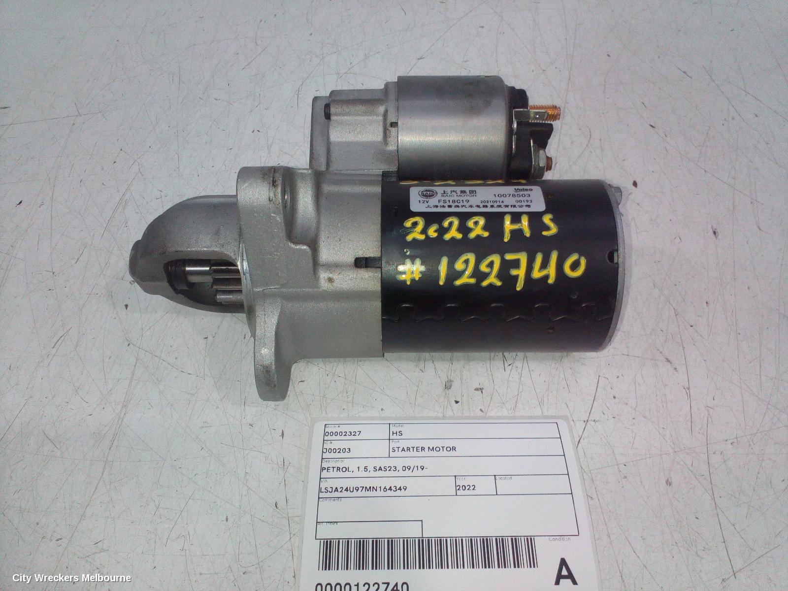 MG HS STARTER, PETROL, 1.5, SAS23, 09/2019 ONWARDS