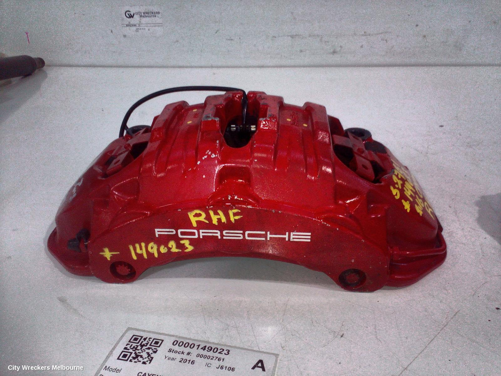 PORSCHE CAYENNE CALIPER, RH FRONT, RED, 92A, 07/2010 - 04/2018