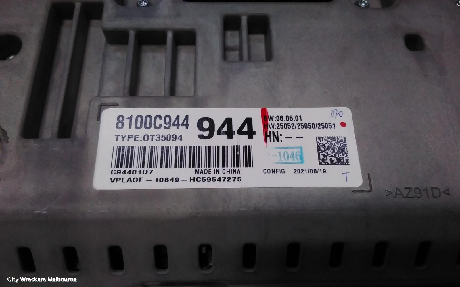 MITSUBISHI OUTLANDER INSTRUMENT CLUSTER, PETROL, AUTO T/M, NON DIGITAL TYPE, ZM, 08/2021 ONWARDS