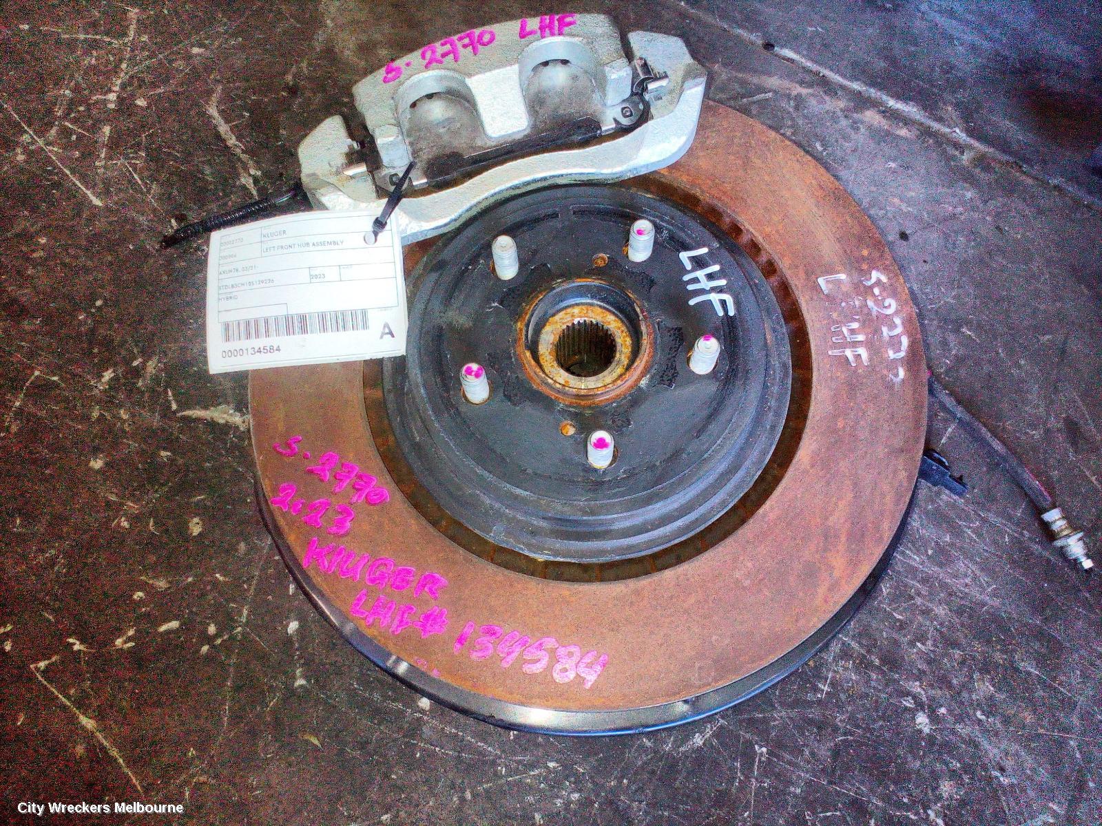 TOYOTA KLUGER LEFT FRONT HUB ASSEMBLY, AXUH78, 03/2021 ONWARDS