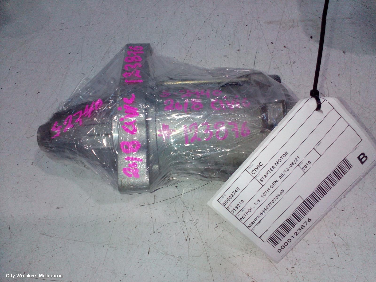 HONDA CIVIC STARTER, PETROL, 1.8, 10TH GEN, 05/2016 - 08/2021