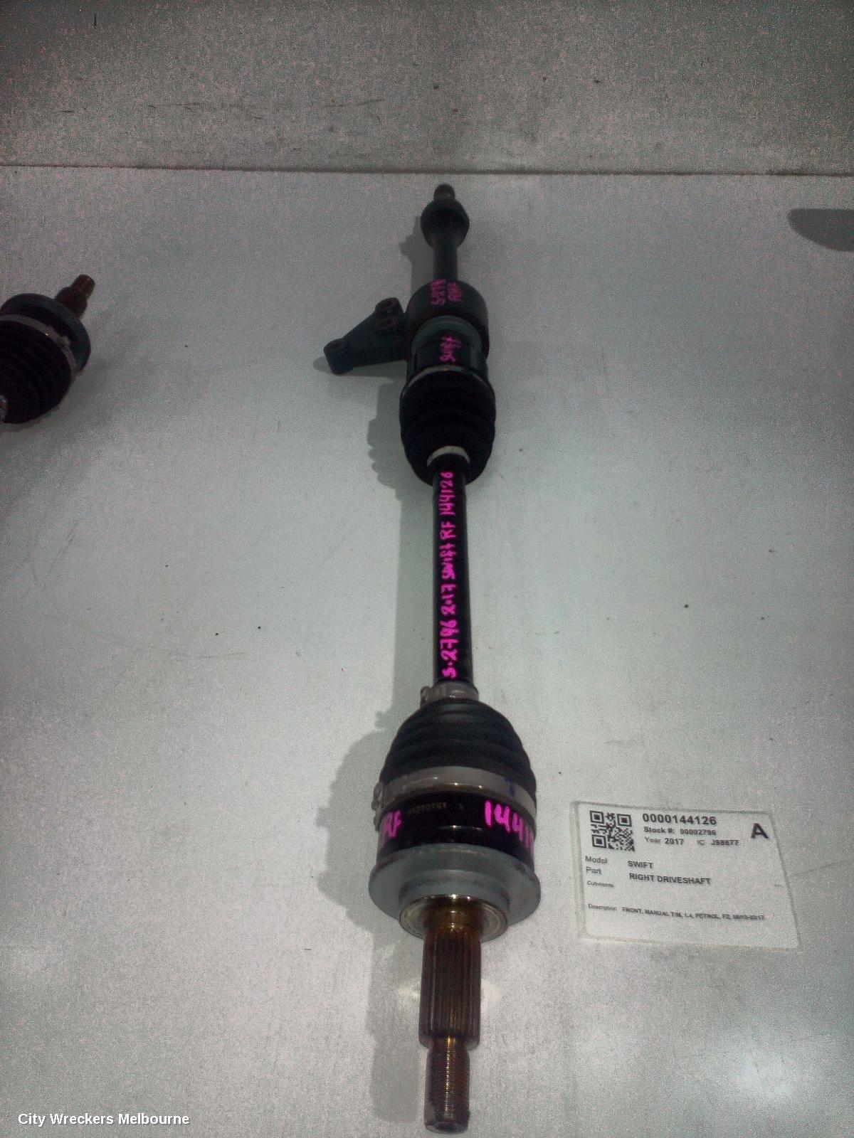 SUZUKI SWIFT RIGHT DRIVESHAFT, FRONT, MANUAL T/M, 1.4, PETROL, FZ, 08/2010 - 03/2017
