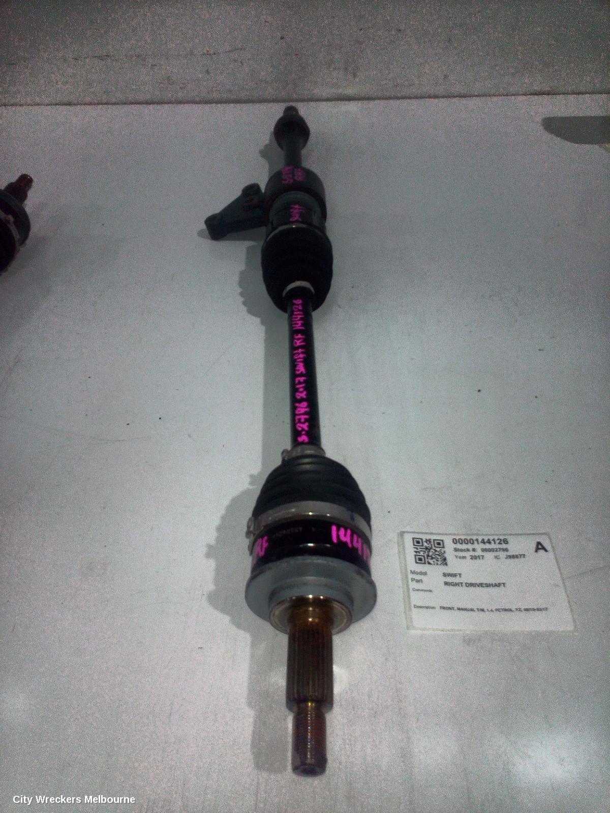 SUZUKI SWIFT RIGHT DRIVESHAFT, FRONT, MANUAL T/M, 1.4, PETROL, FZ, 08/2010 - 03/2017
