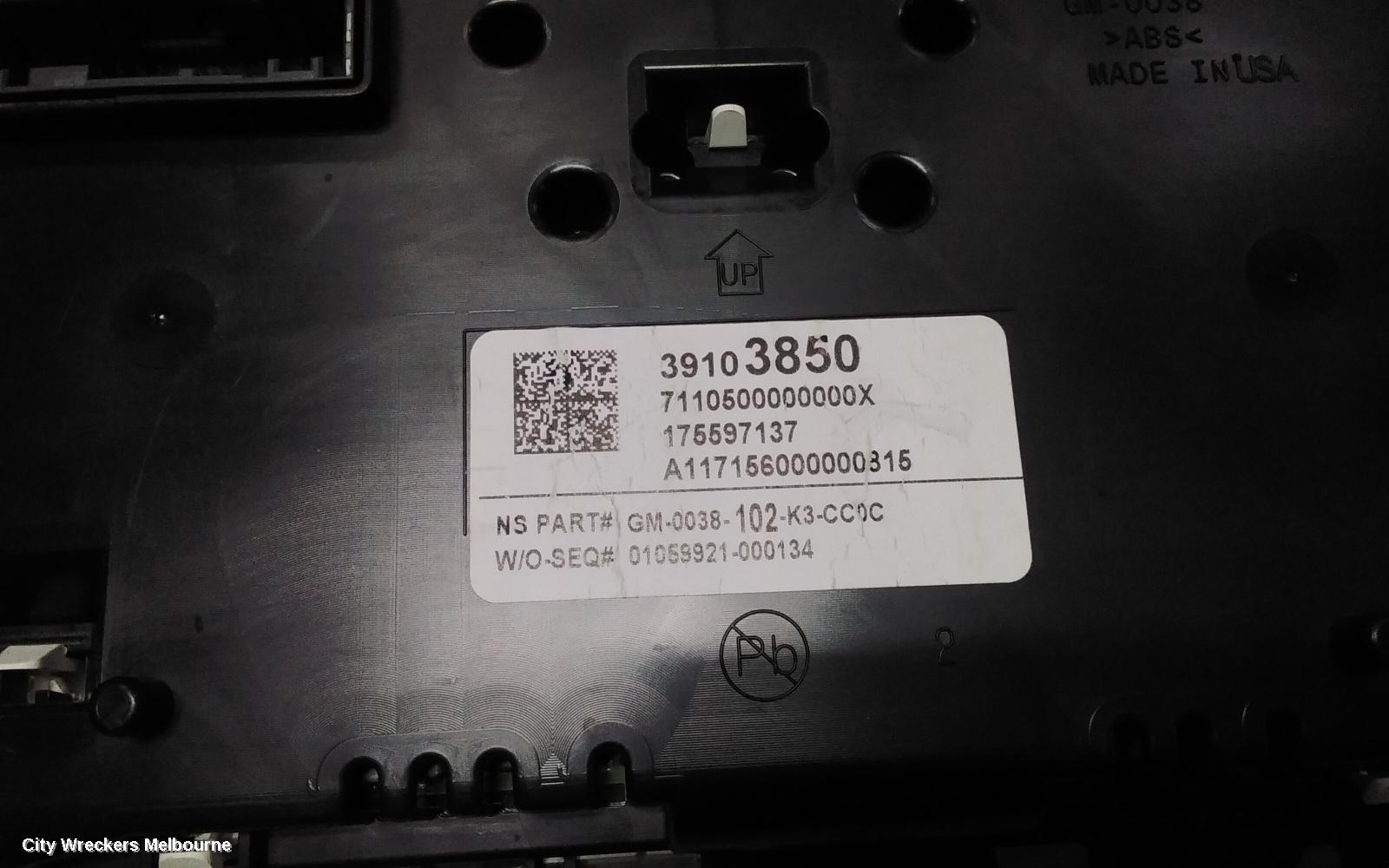 HOLDEN ASTRA INSTRUMENT CLUSTER, PETROL, AUTO T/M, BL, SEDAN, 05/2017 - 12/2020