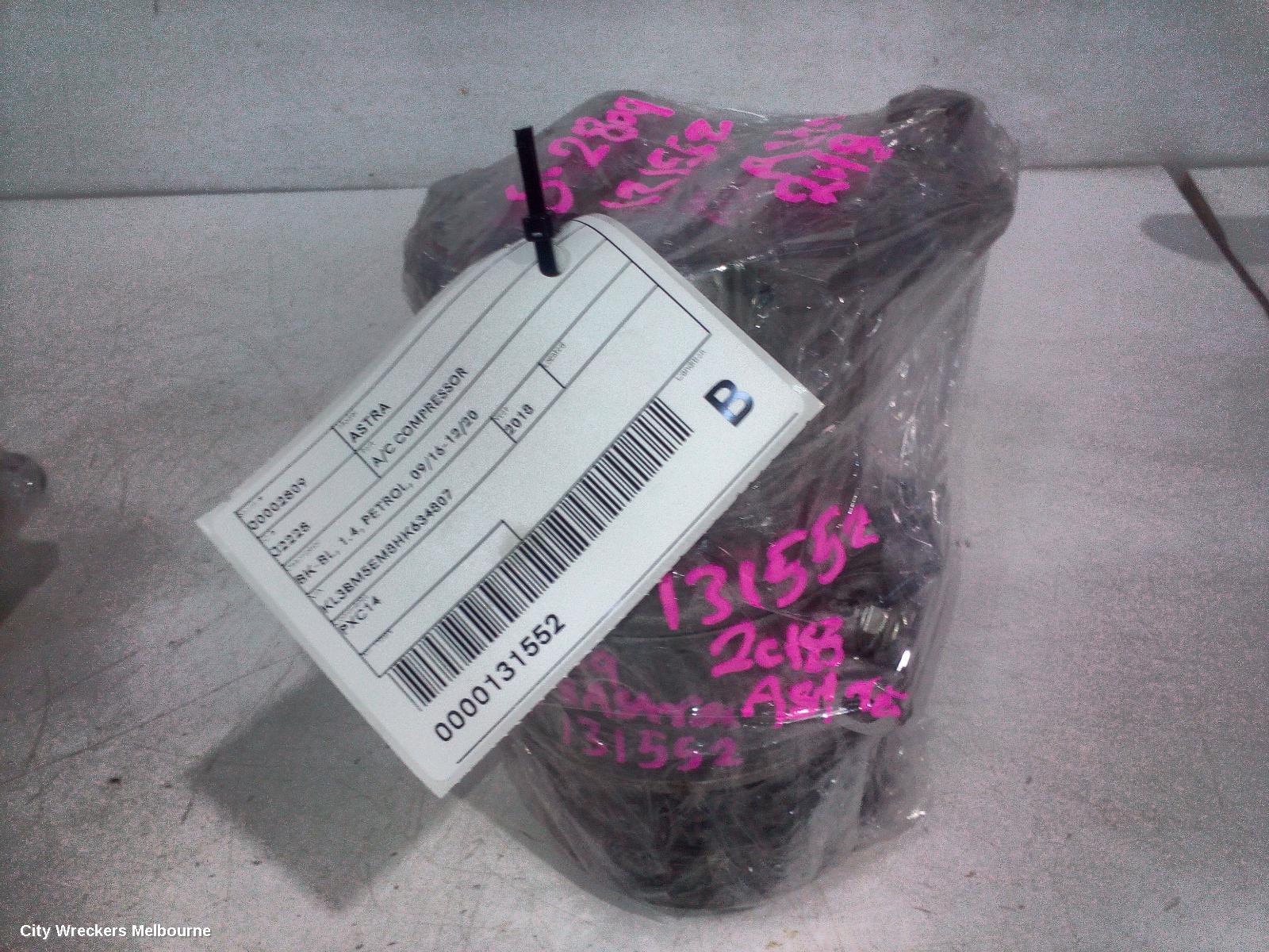 HOLDEN ASTRA A/C COMPRESSOR, BK-BL, 1.4, PETROL, 09/2016 - 12/2020