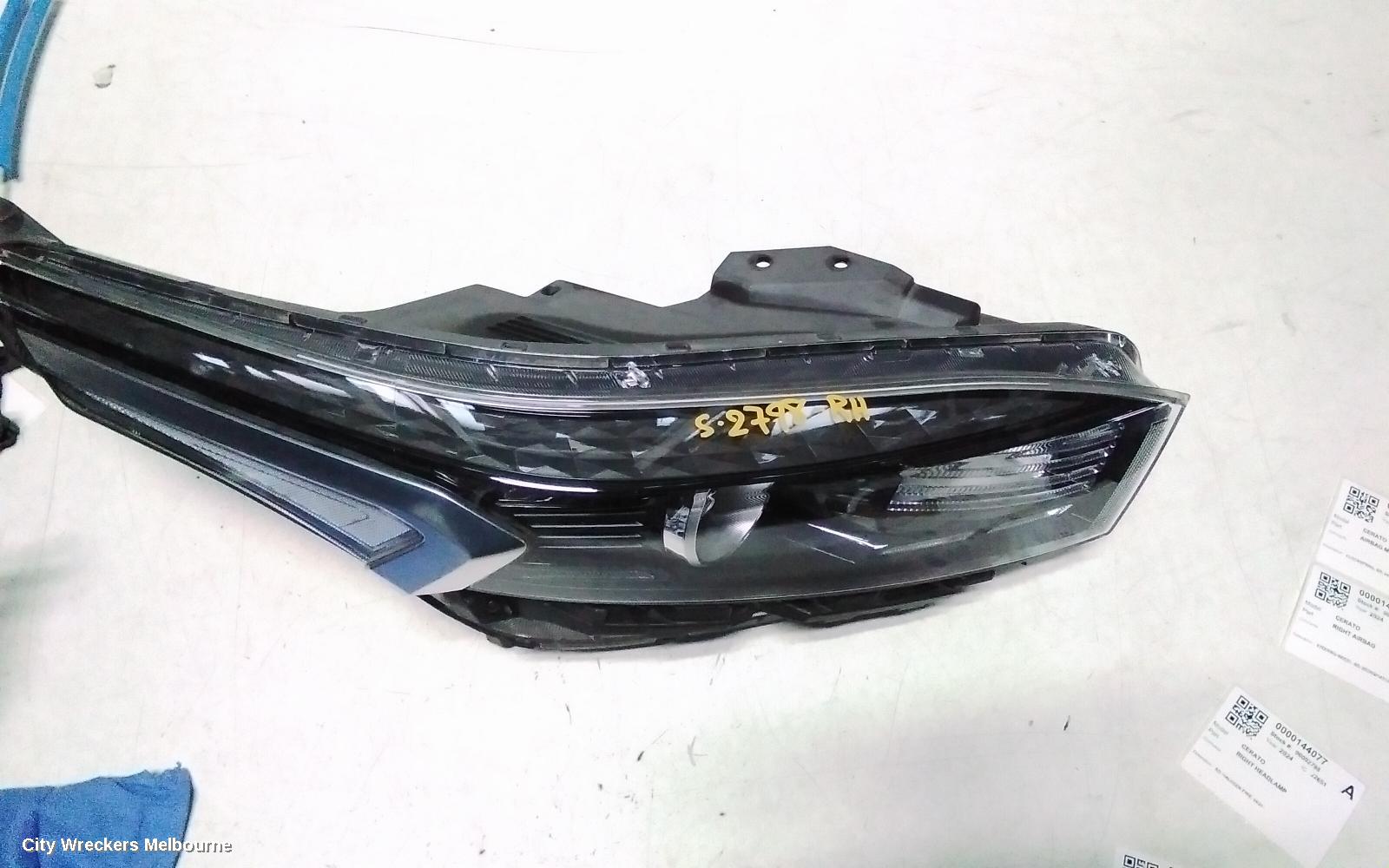 KIA CERATO RIGHT HEADLAMP, BD, HALOGEN TYPE, 04/2021 ONWARDS