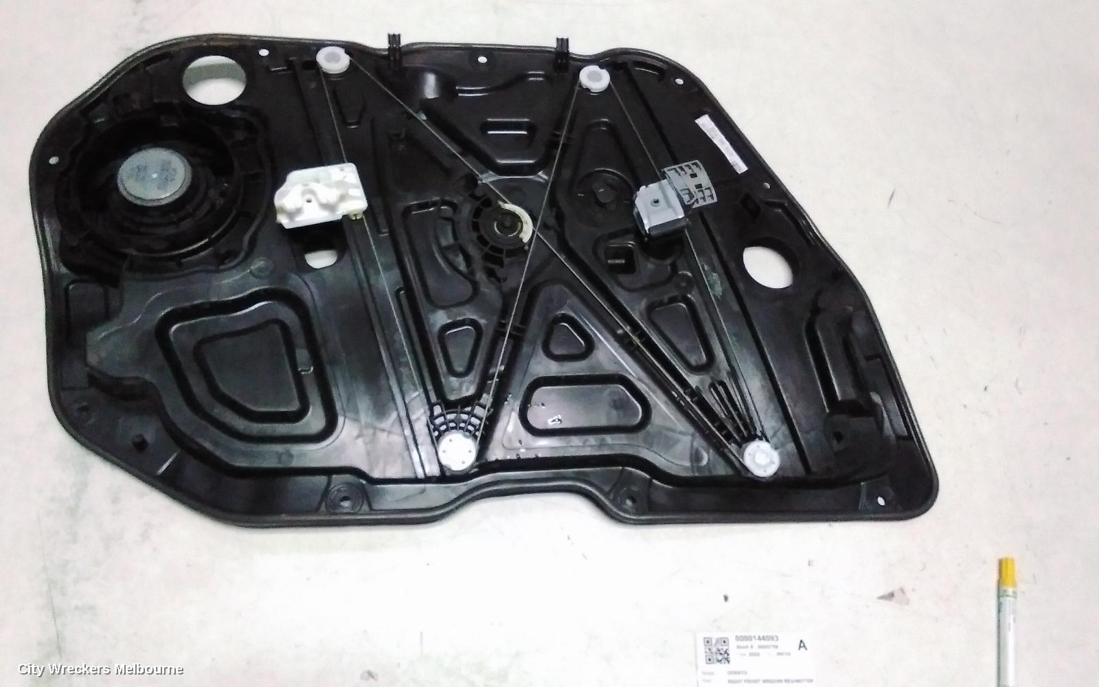 KIA CERATO RIGHT FRONT WINDOW REG/MOTOR, BD, SEDAN/HATCH, DOOR REG ASSY (REG AND MOTOR), 04/2018 - 09/2024