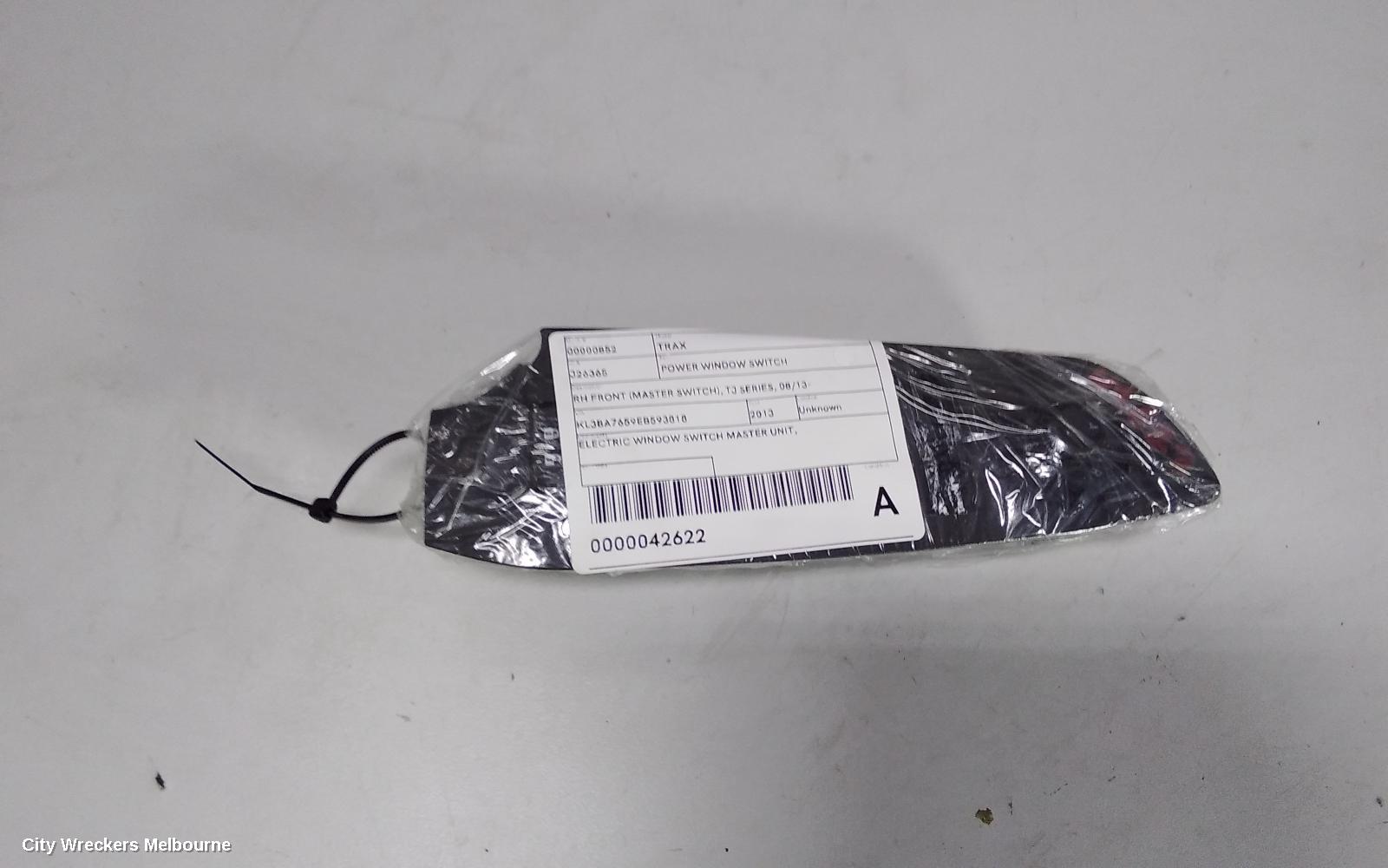 HOLDEN TRAX PWR DR WIND SWITCH, RH FRONT (MASTER SWITCH), RECTANGLE STYLE PLUG, TJ SERIES, 08/2013 - 08/2016