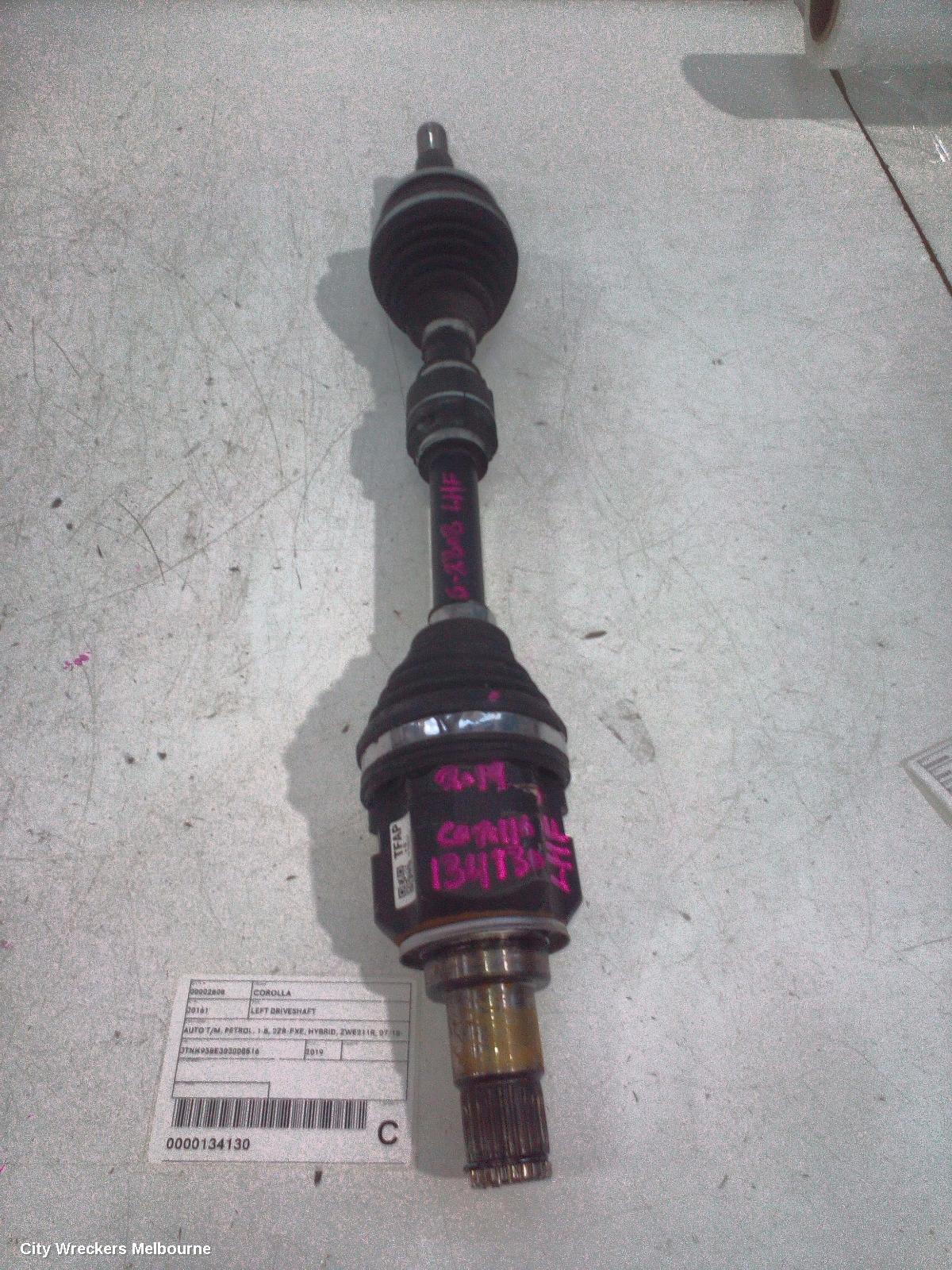 TOYOTA COROLLA LEFT DRIVESHAFT, AUTO T/M, PETROL, 1.8, 2ZR-FXE, HYBRID, ZWE211R, 07/2018 ONWARDS