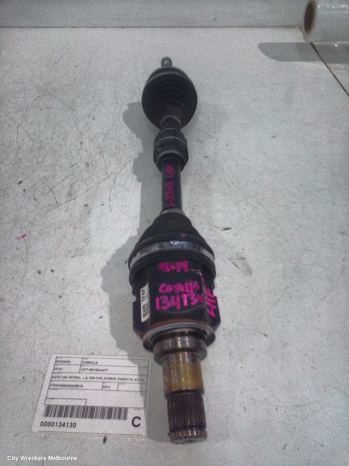 TOYOTA COROLLA LEFT DRIVESHAFT, AUTO T/M, PETROL, 1.8, 2ZR-FXE, HYBRID, ZWE211R, 07/2018 ONWARDS